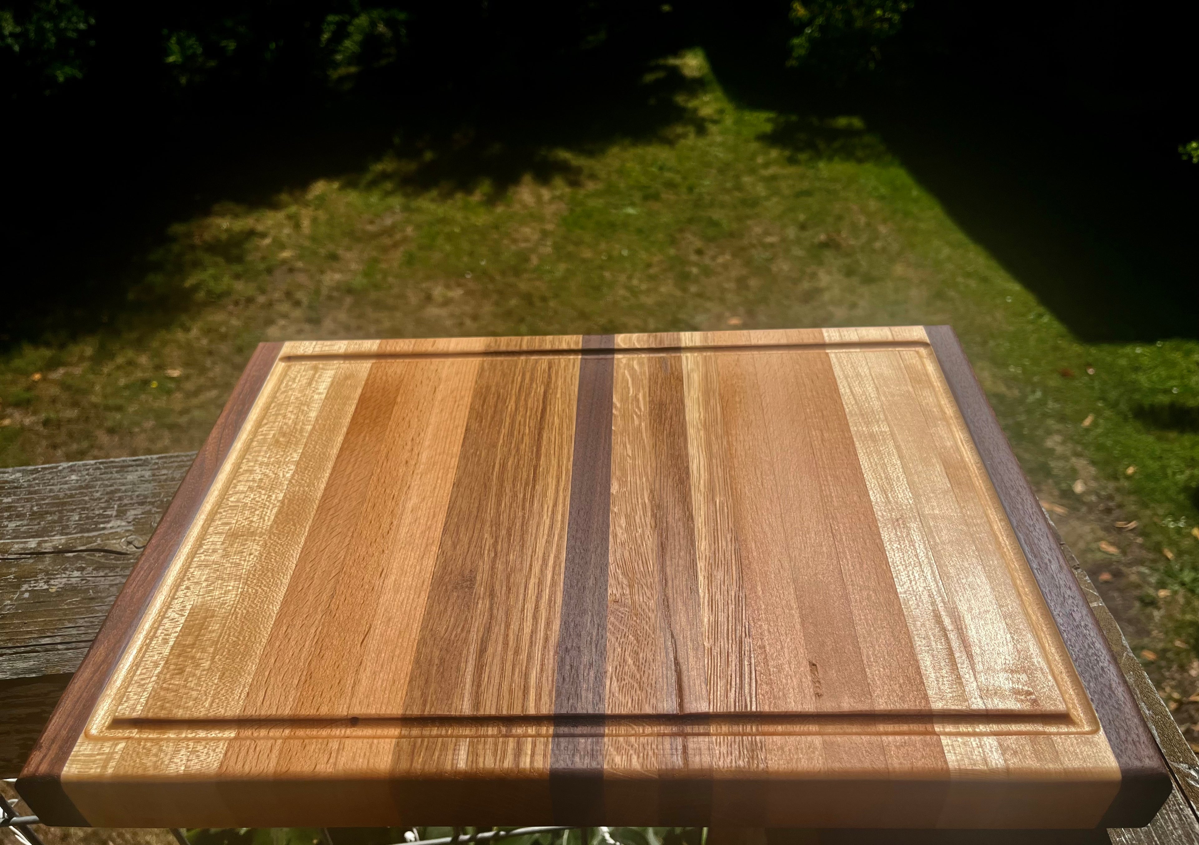 Hardwood Edge Grain Cutting Board – 16" × 11.5" Handmade Kitchen Prep Board