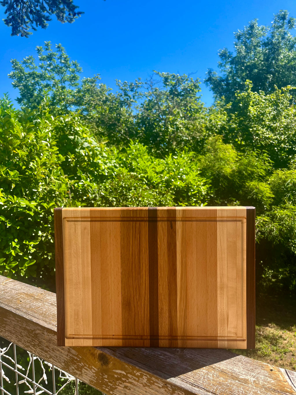 Hardwood Edge Grain Cutting Board – 16" × 11.5" Handmade Kitchen Prep Board