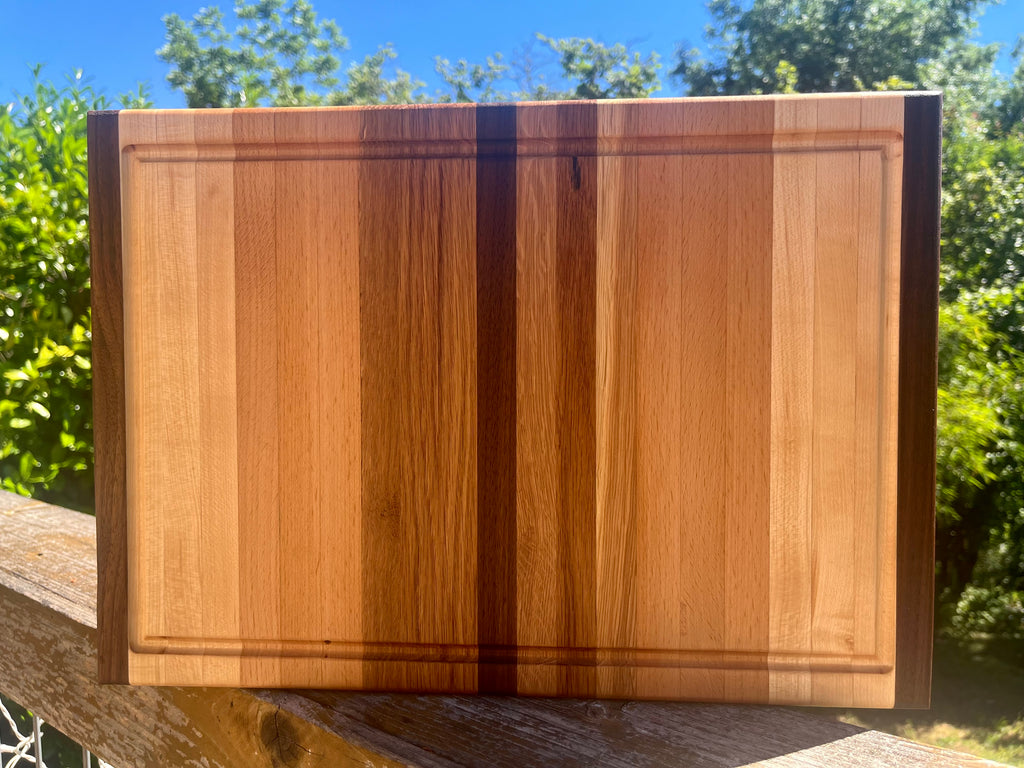 Hardwood Edge Grain Cutting Board – 16" × 11.5" Handmade Kitchen Prep Board