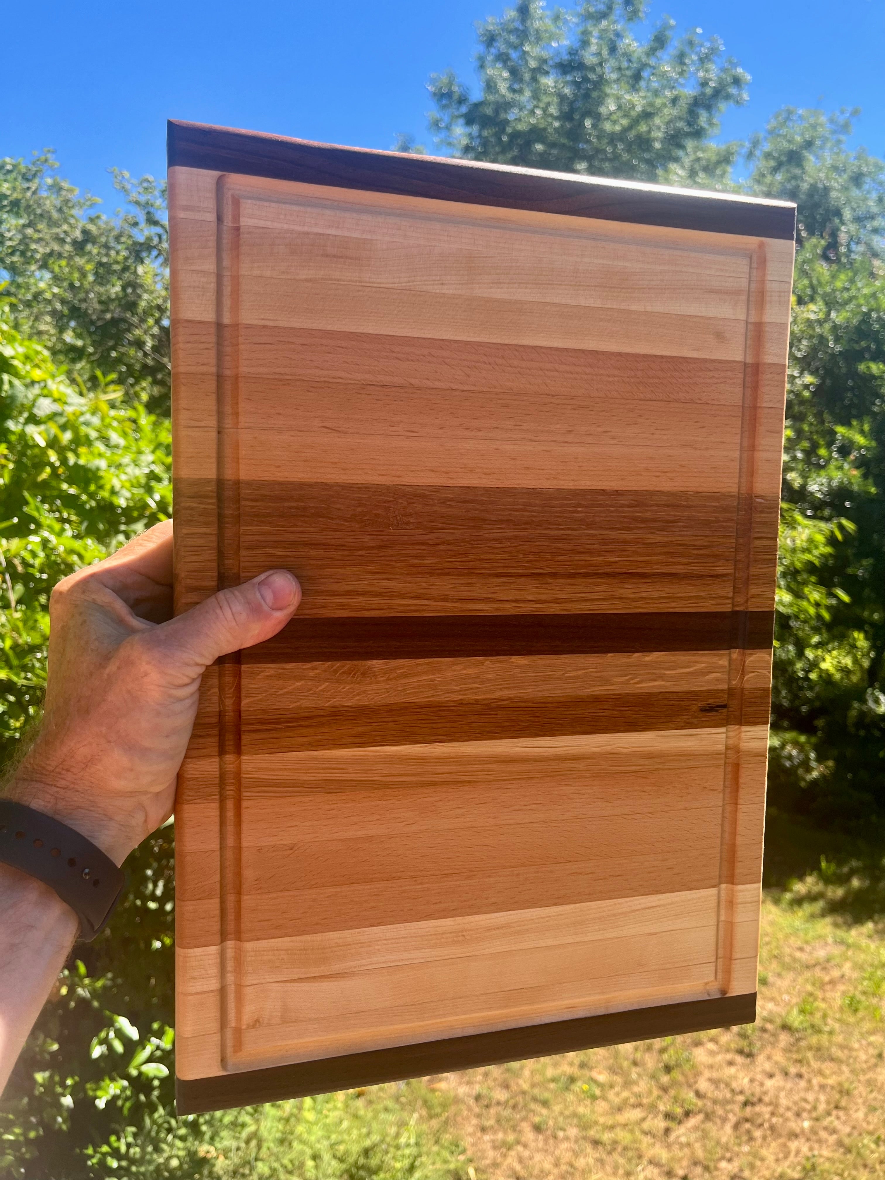 Hardwood Edge Grain Cutting Board – 16" × 11.5" Handmade Kitchen Prep Board