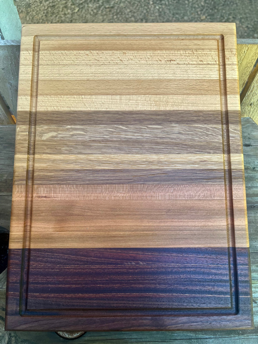 Gradient Hardwood Edge Grain Cutting Board – Locally Grown Walnut, Cherry & Oak