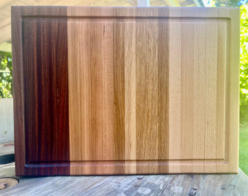 Handcrafted Edge Grain hardwood cutting board with juice groove - Apple, Maple, Cherry, Oak, Walnut, Beech, Hickory - Personalize with engraving - Locally Grown Gifts - Eugene Oregon