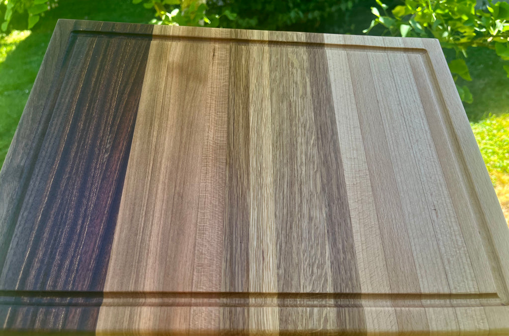 Gradient Hardwood Edge Grain Cutting Board – Locally Grown Walnut, Cherry & Oak