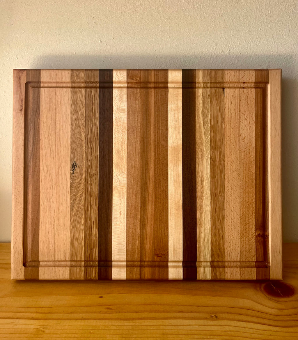 Cherry & Locally Grown Walnut Edge Grain Cutting Board – Handmade Kitchen Prep Board