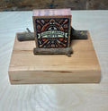 Handmade Live-Edge Plum Wood Business Card Holder | Natural Twig Desk Organizer | Rustic Office Card Display