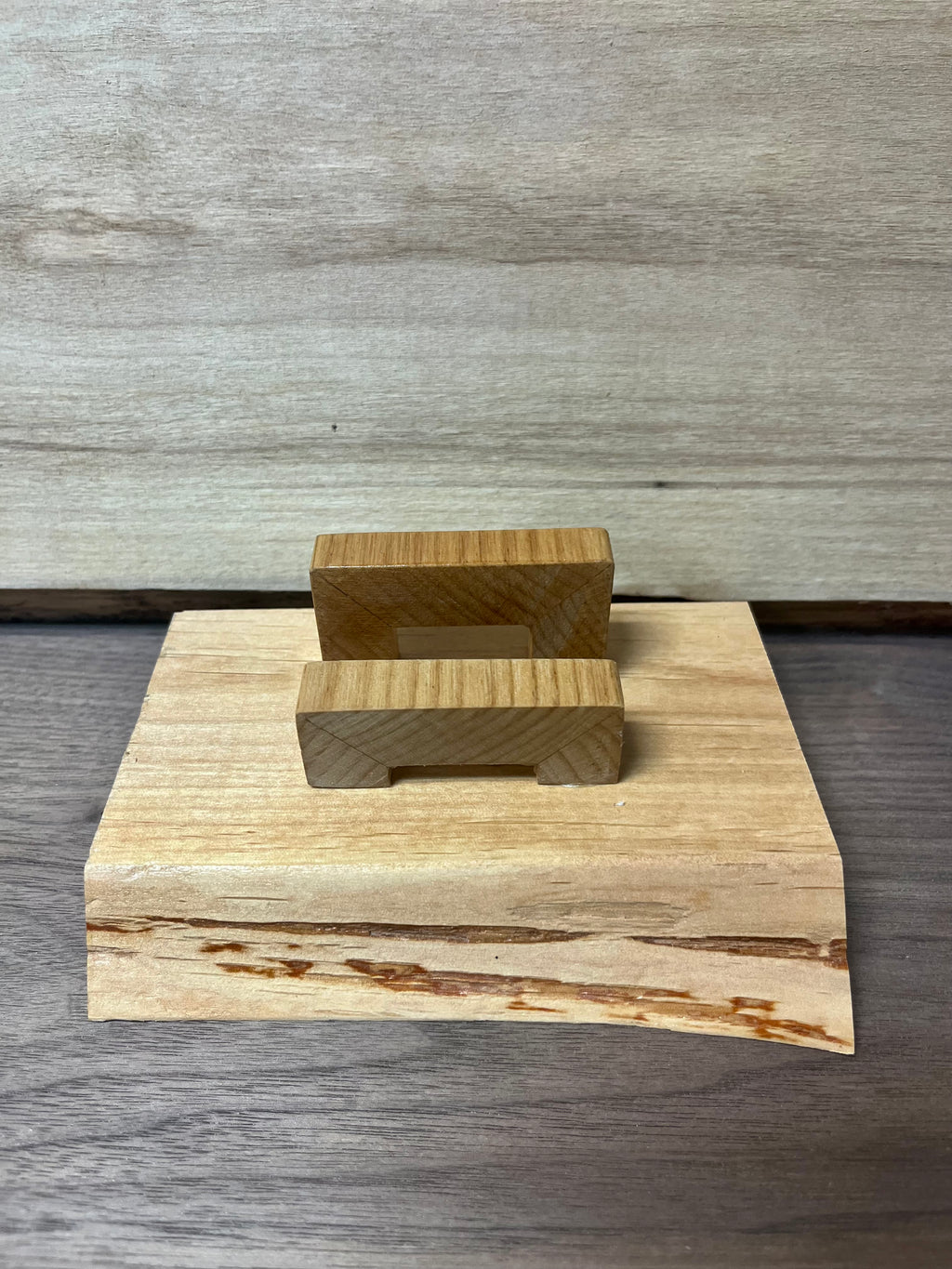 Handmade Live-Edge Alder Wood Business Card Holder | Solid Wood Desk Display | One-of-a-Kind Office Organizer
