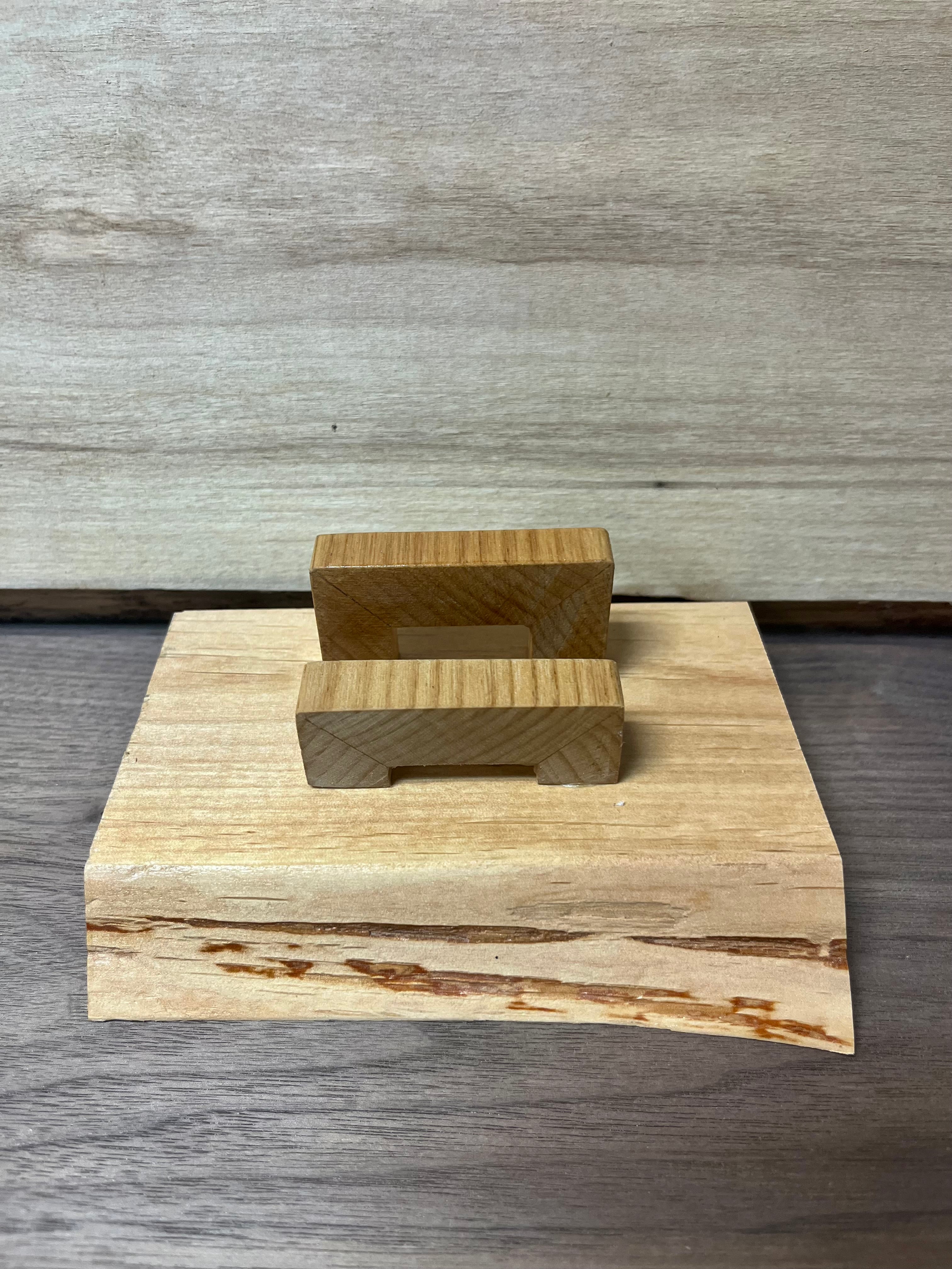 Handmade Live-Edge Alder Wood Business Card Holder | Solid Wood Desk Display | One-of-a-Kind Office Organizer