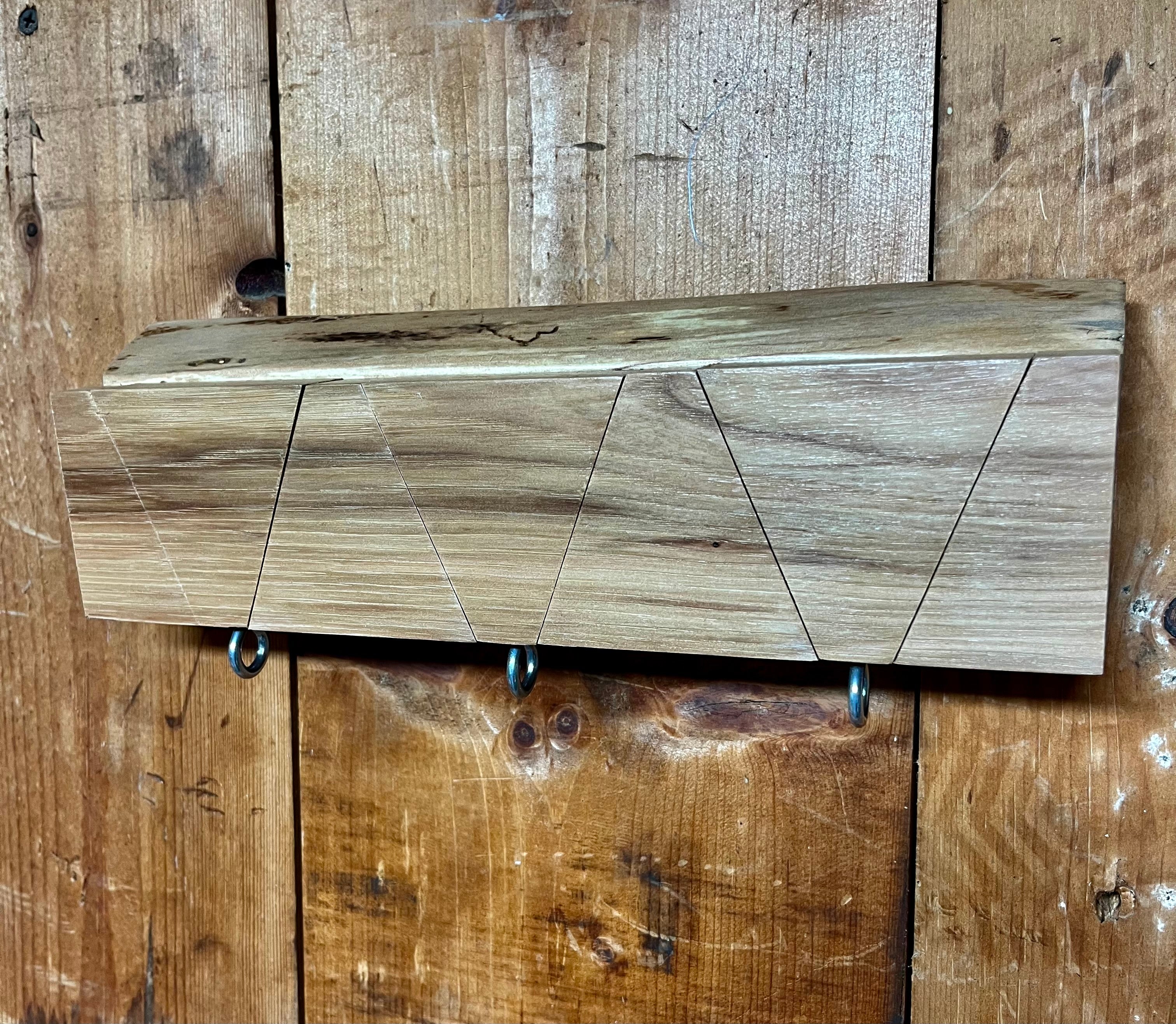 Hidden Hook Wall Rack – Handmade Plum Wood Coat & Key Organizer