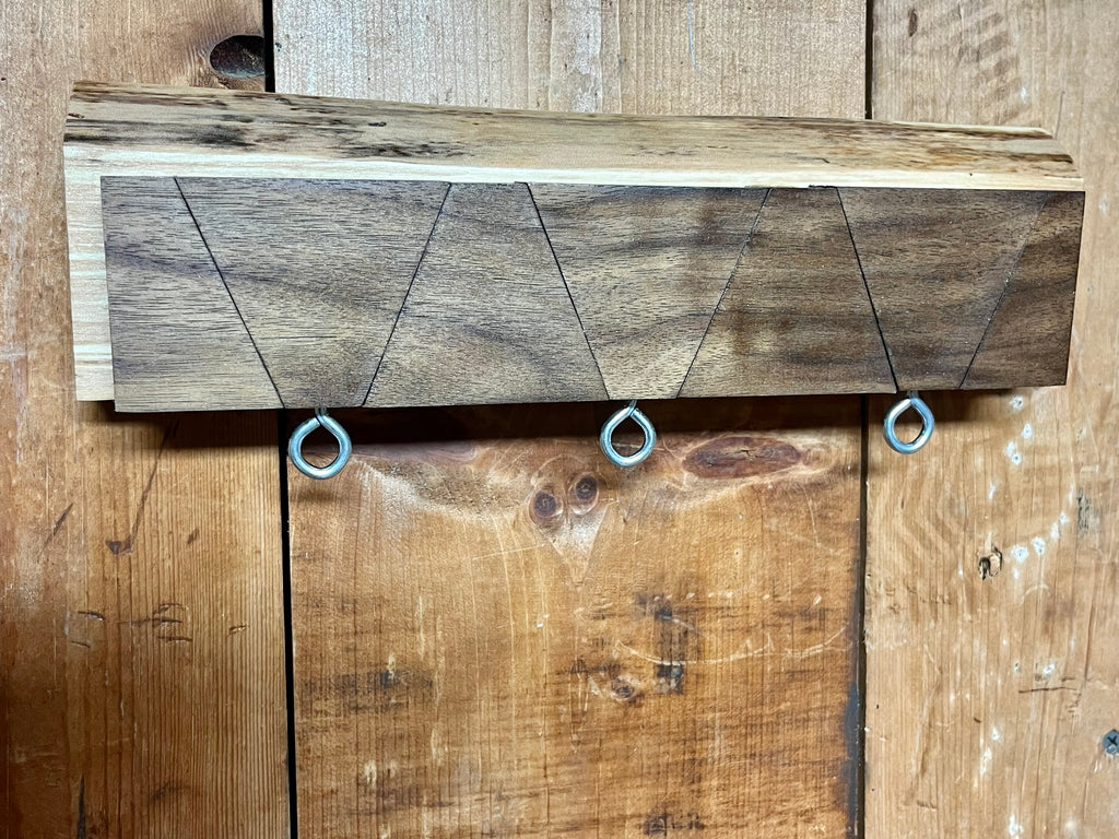 Hidden Hook Wall Rack – Handmade Walnut & Live Edge Plum Coat & Key Organizer