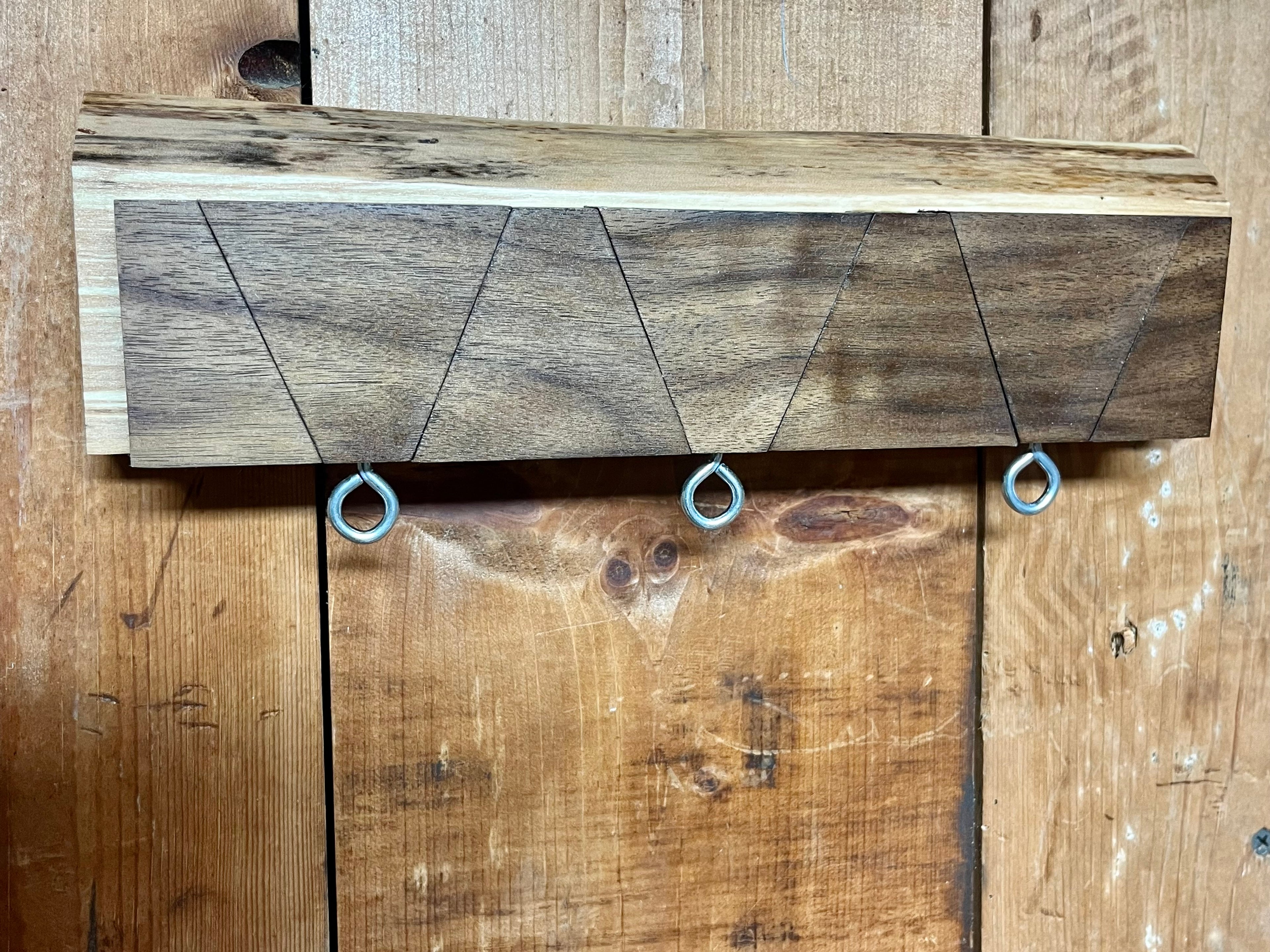 Hidden Hook Wall Rack – Handmade Walnut & Live Edge Plum Coat & Key Organizer