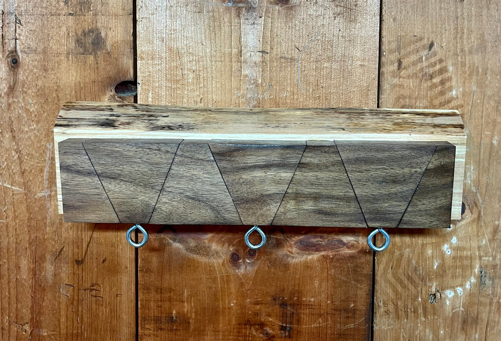 Hidden Hook Wall Rack – Handmade Walnut & Live Edge Plum Coat & Key Organizer