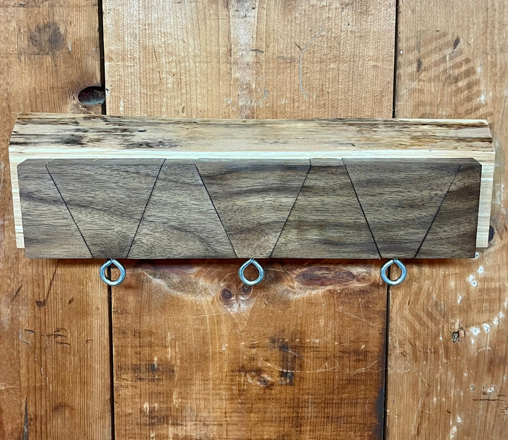 Hidden Hook Wall Rack – Handmade Walnut & Live Edge Plum Coat & Key Organizer