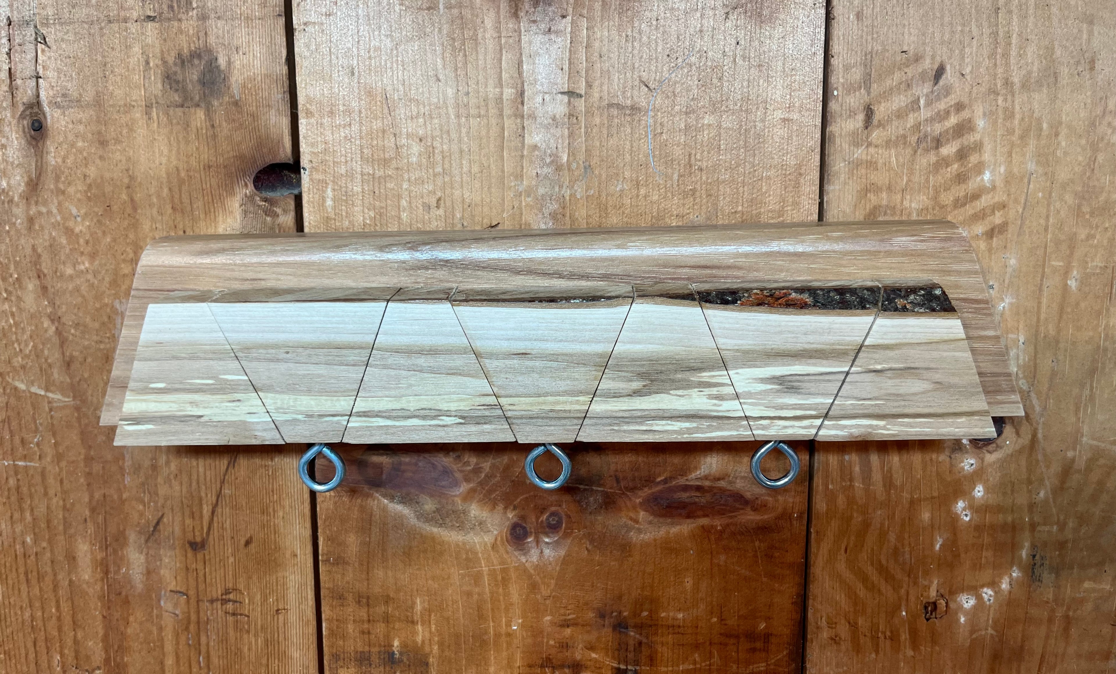 Hidden Hook Wall Rack – Live Edge Plum & Cherry Coat & Key Organizer