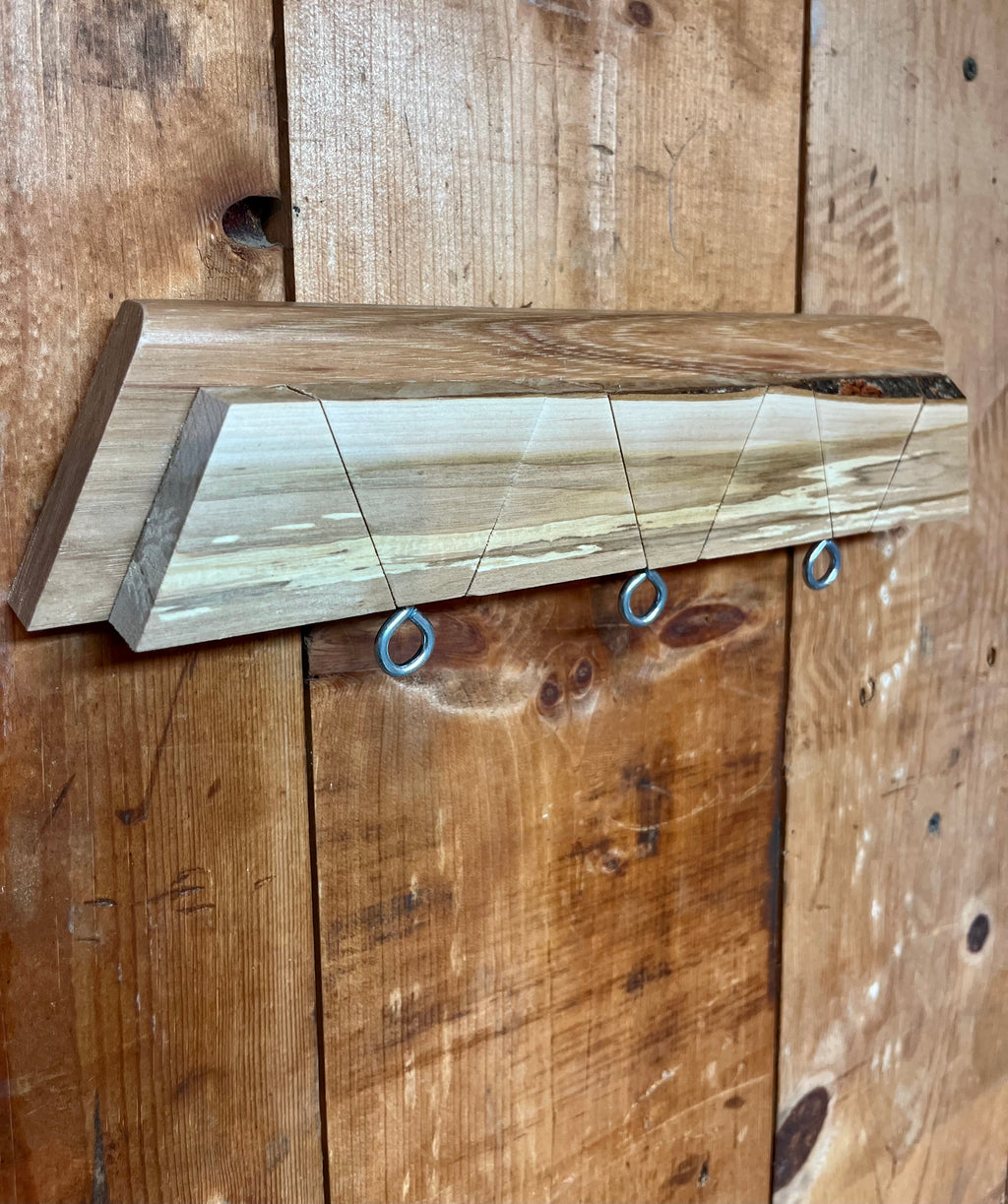 Hidden Hook Wall Rack – Live Edge Plum & Cherry Coat & Key Organizer