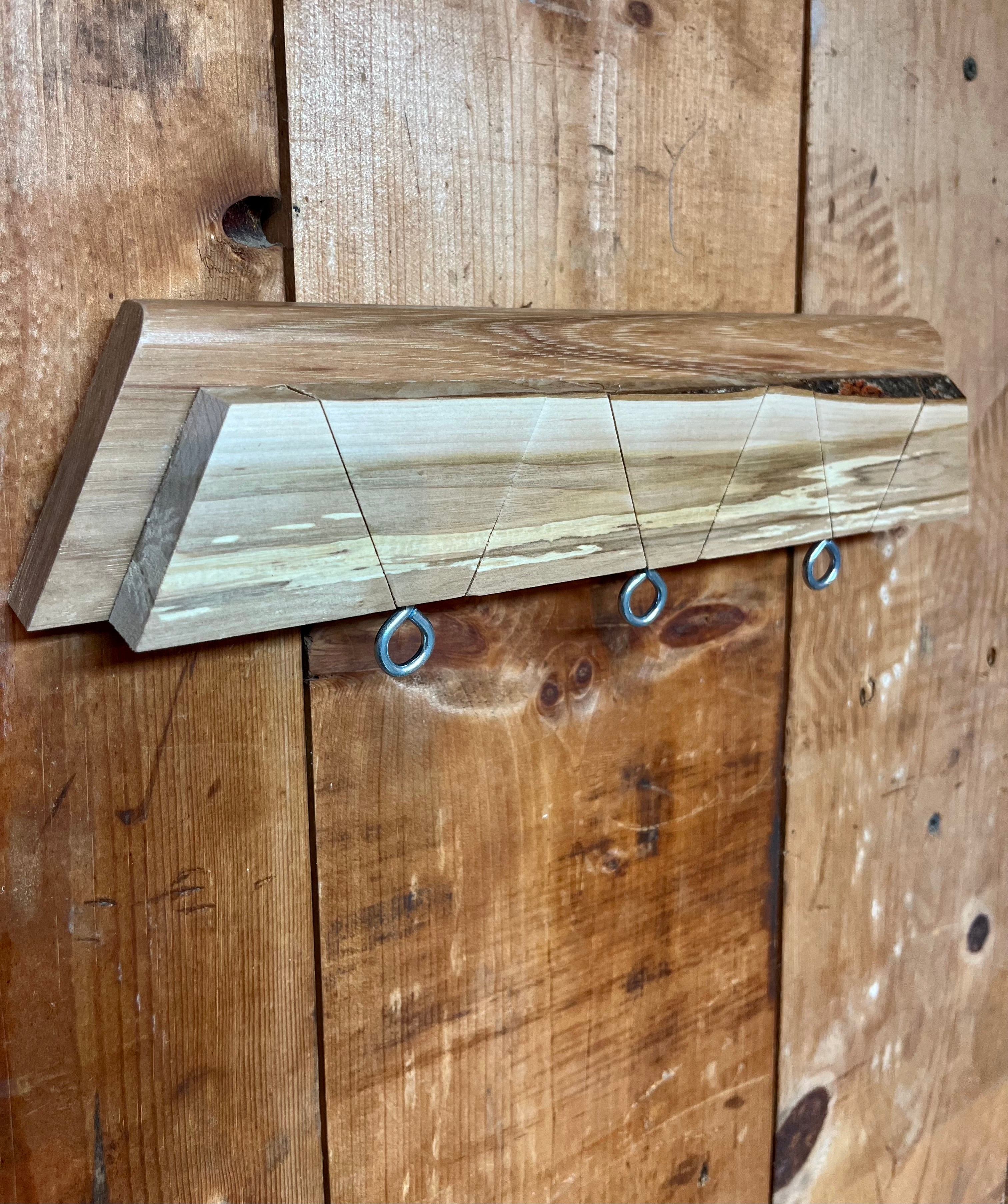 Hidden Hook Wall Rack – Live Edge Plum & Cherry Coat & Key Organizer