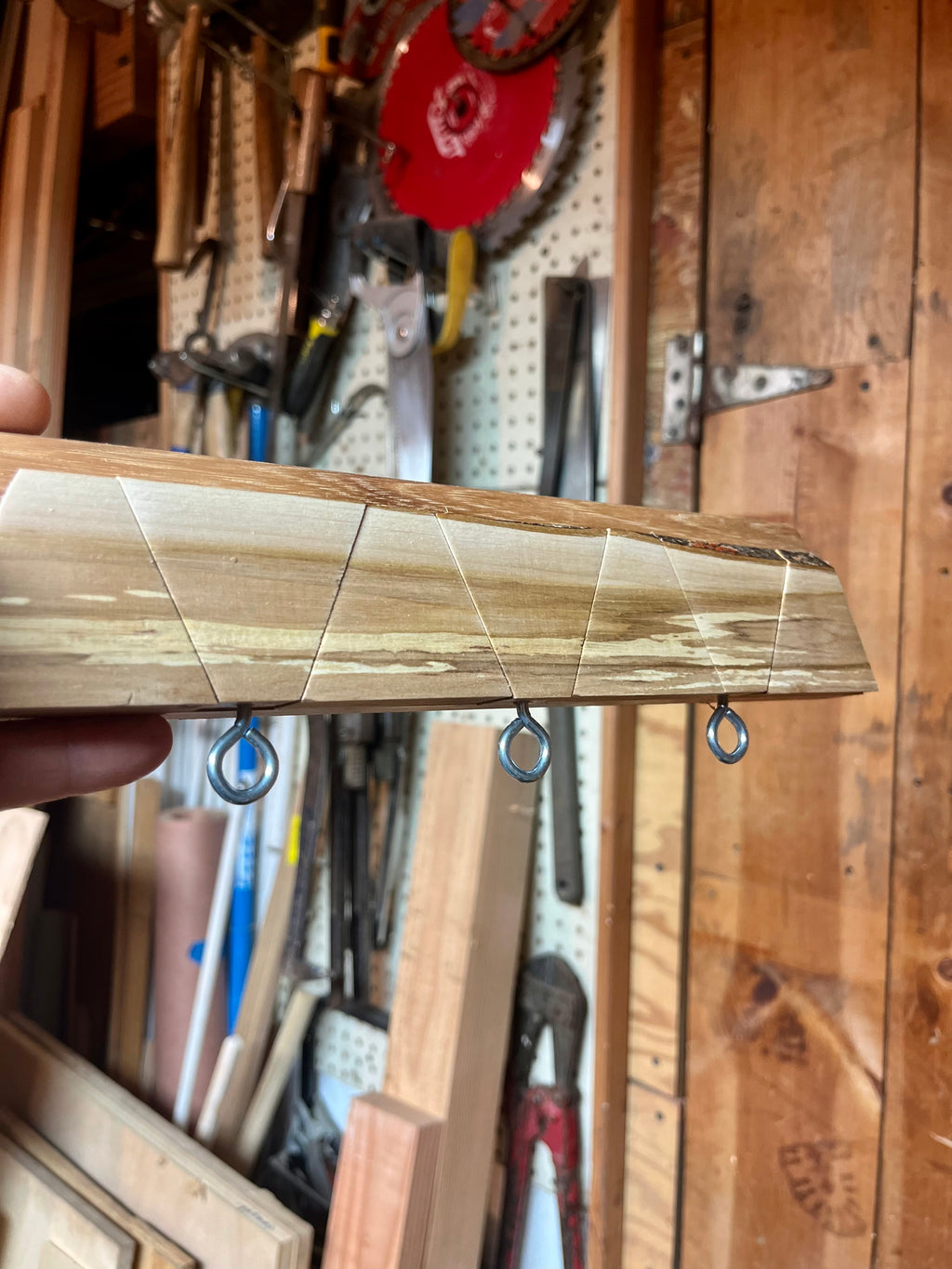 Hidden Hook Wall Rack – Live Edge Plum & Cherry Coat & Key Organizer