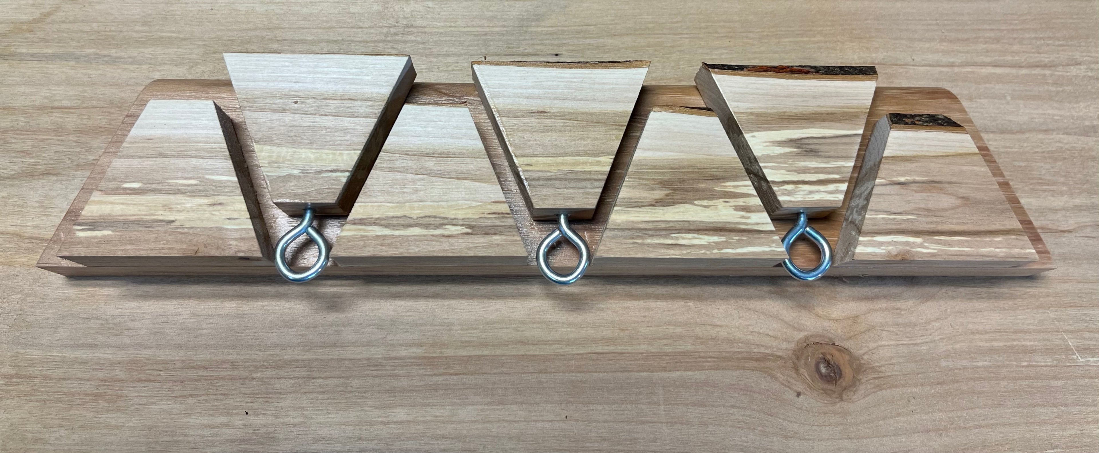 Hidden Hook Wall Rack – Live Edge Plum & Cherry Coat & Key Organizer