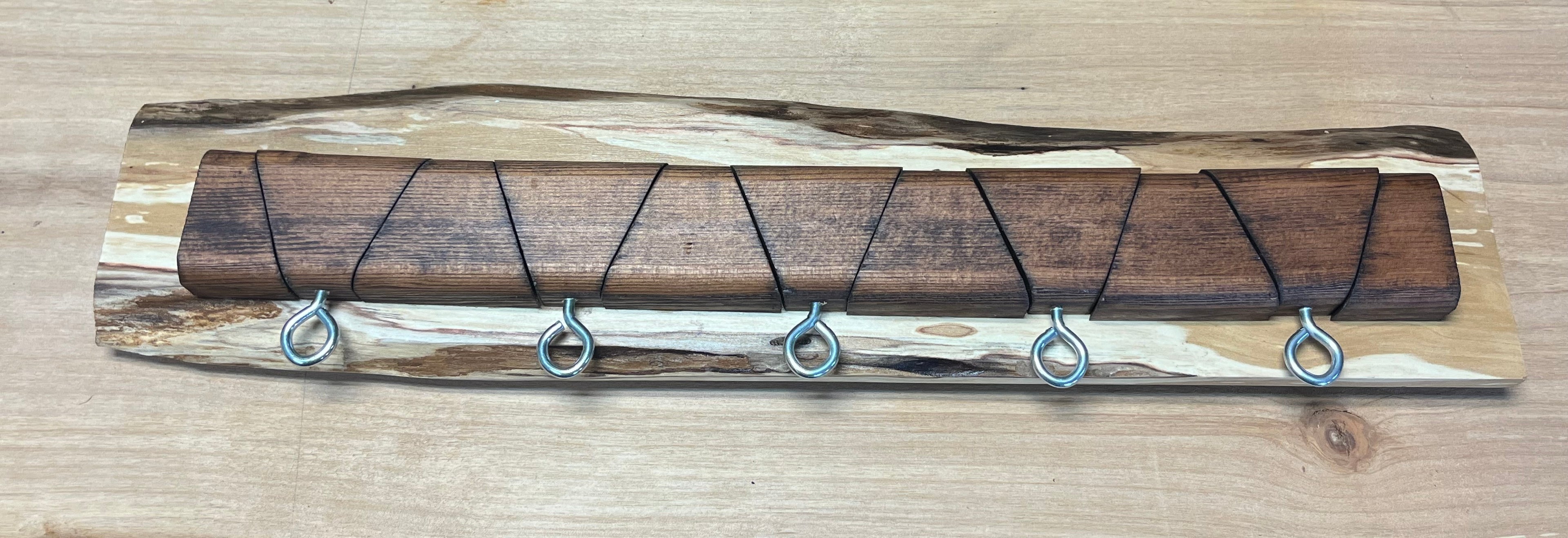 Hidden Hook Wall Rack – Live Edge Heirloom Apple & Upcycled Fir Key Organizer
