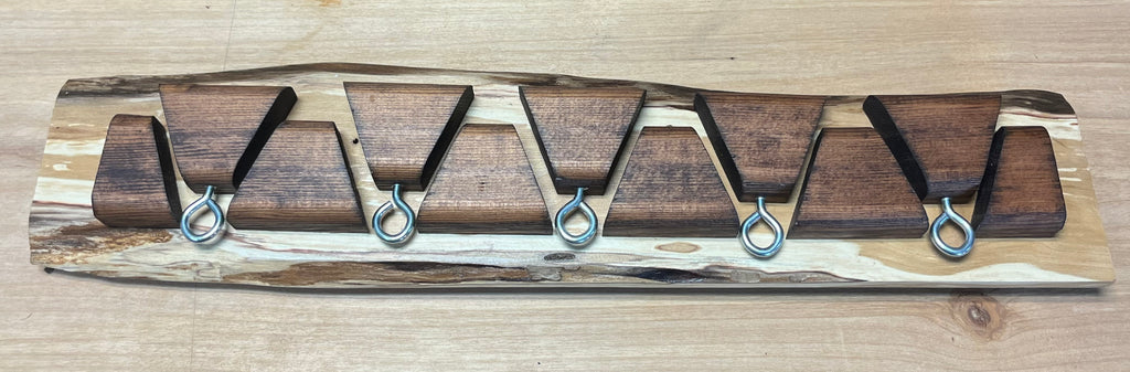 Hidden Hook Wall Rack – Live Edge Heirloom Apple & Upcycled Fir Key Organizer