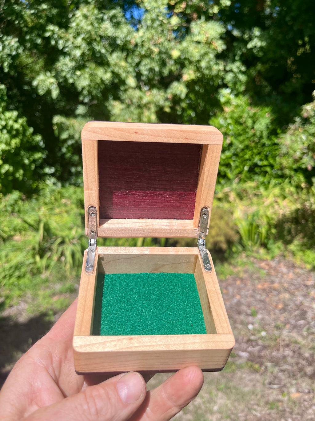 Maple & Purpleheart Ring Box | Green Felt Lined | Tung Oil | Handmade in Oregon