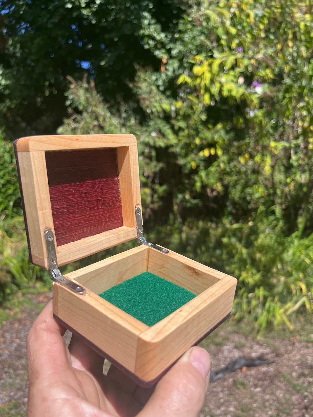 Maple & Purpleheart Ring Box | Green Felt Lined | Tung Oil | Handmade in Oregon