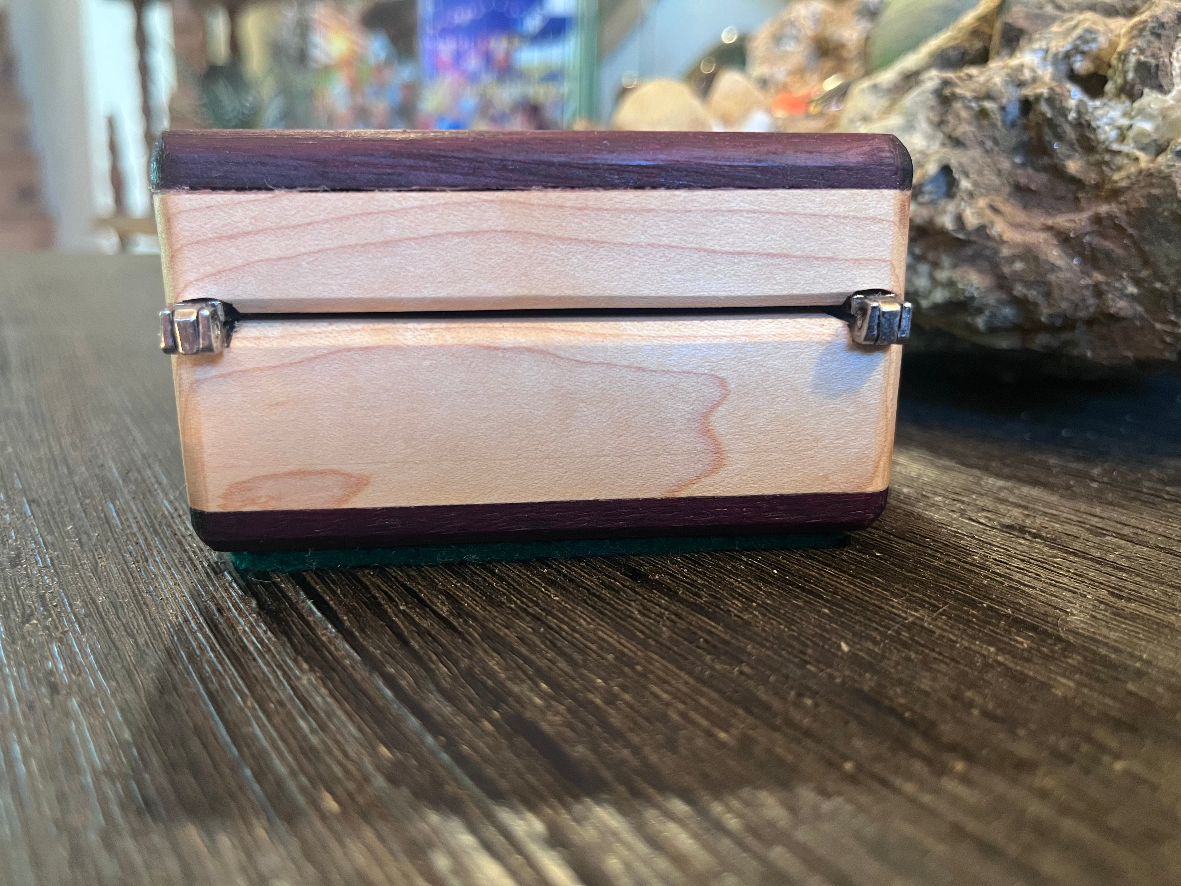 Maple & Purpleheart Ring Box | Green Felt Lined | Tung Oil | Handmade in Oregon