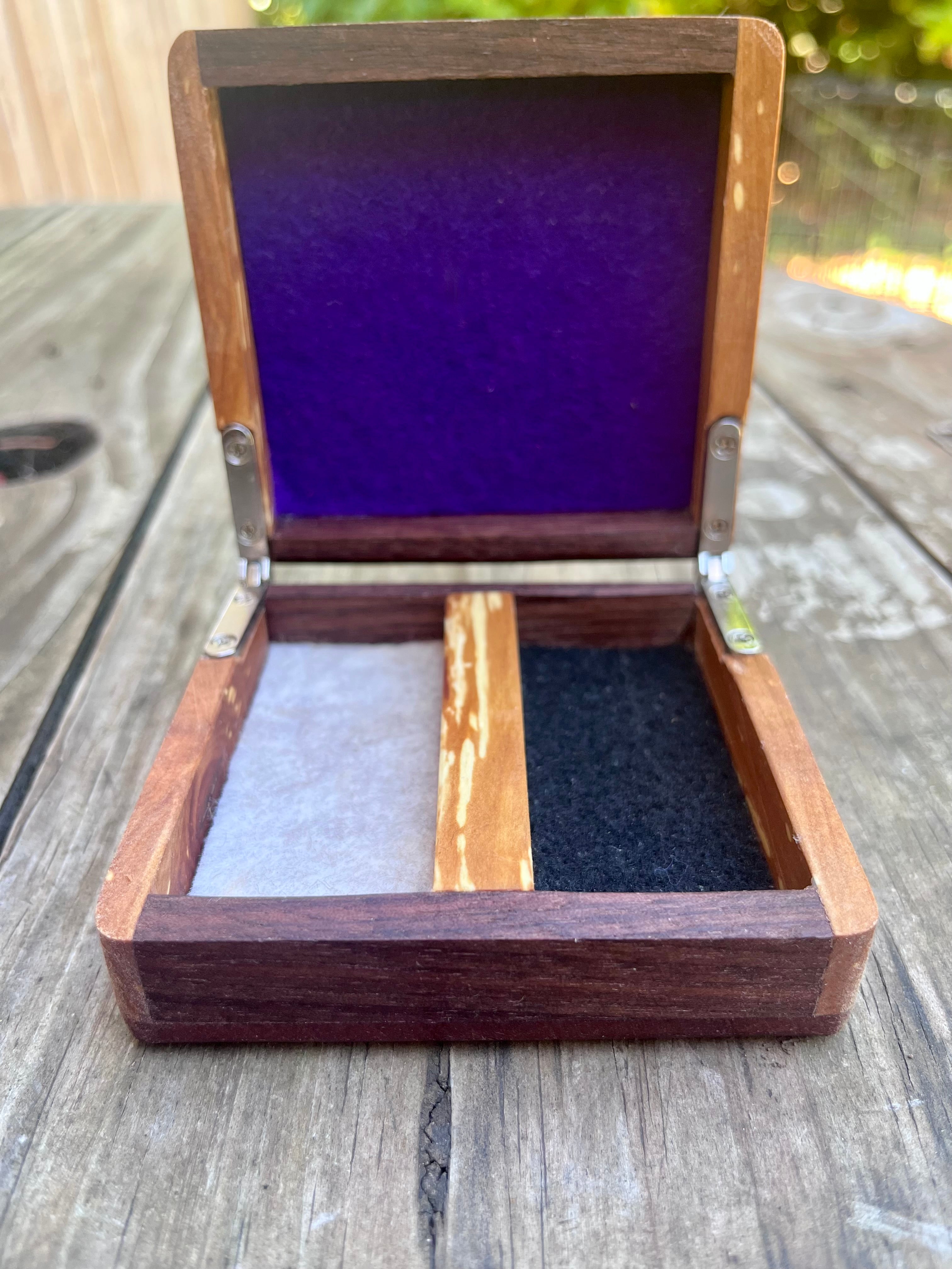 Walnut, Heirloom Apple & Sapele Keepsake Box | Two Compartments | Triple Felt | Handmade in Oregon