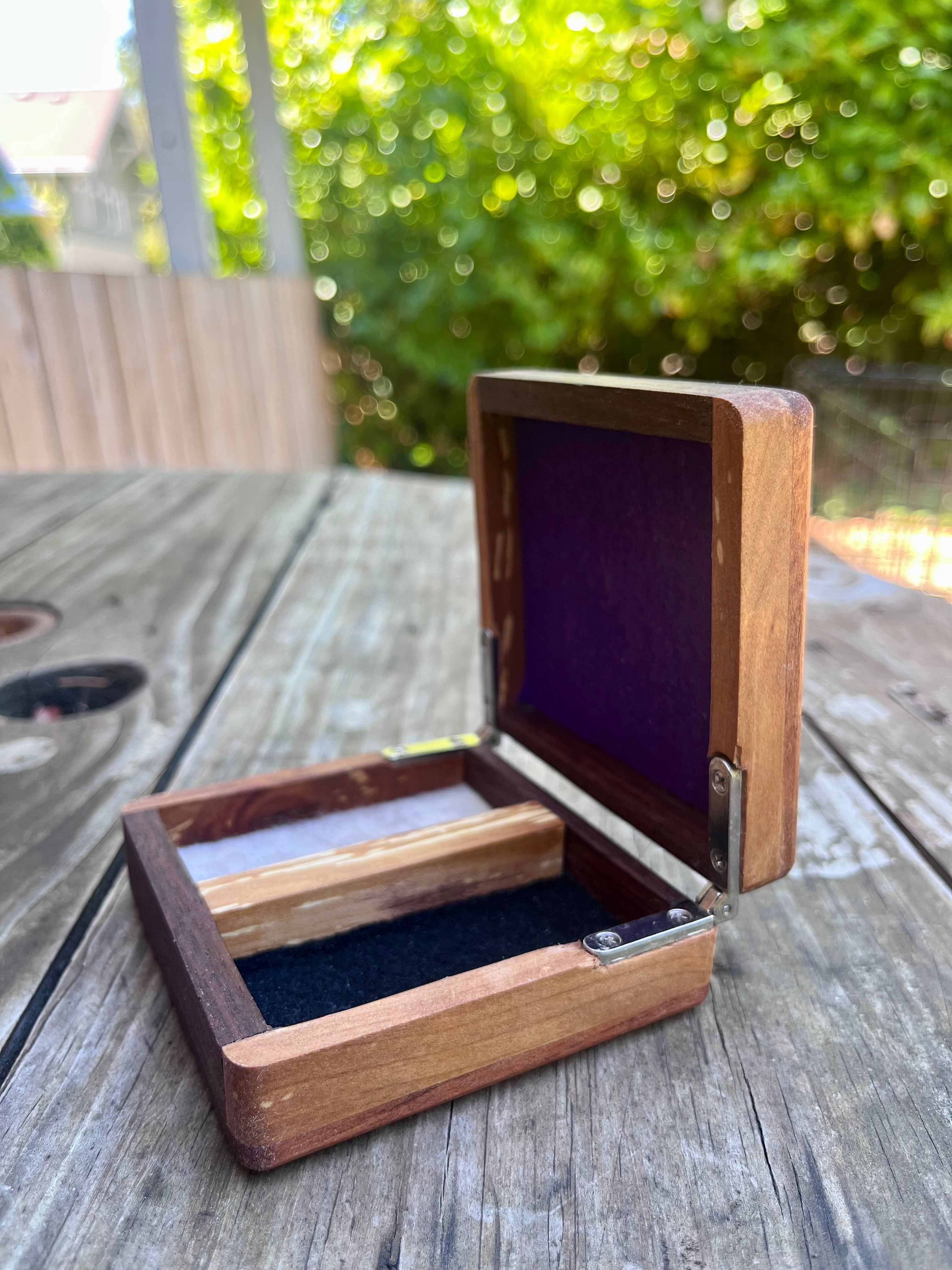 Walnut, Heirloom Apple & Sapele Keepsake Box | Two Compartments | Triple Felt | Handmade in Oregon