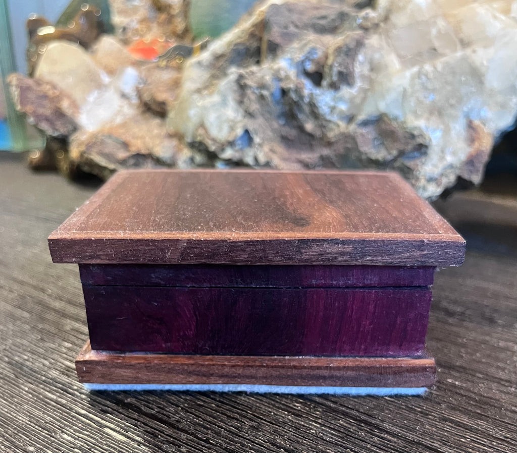 Walnut, Heirloom Apple & Purpleheart Keepsake Box | Removable Lid | Gray Felt | Handmade in Oregon