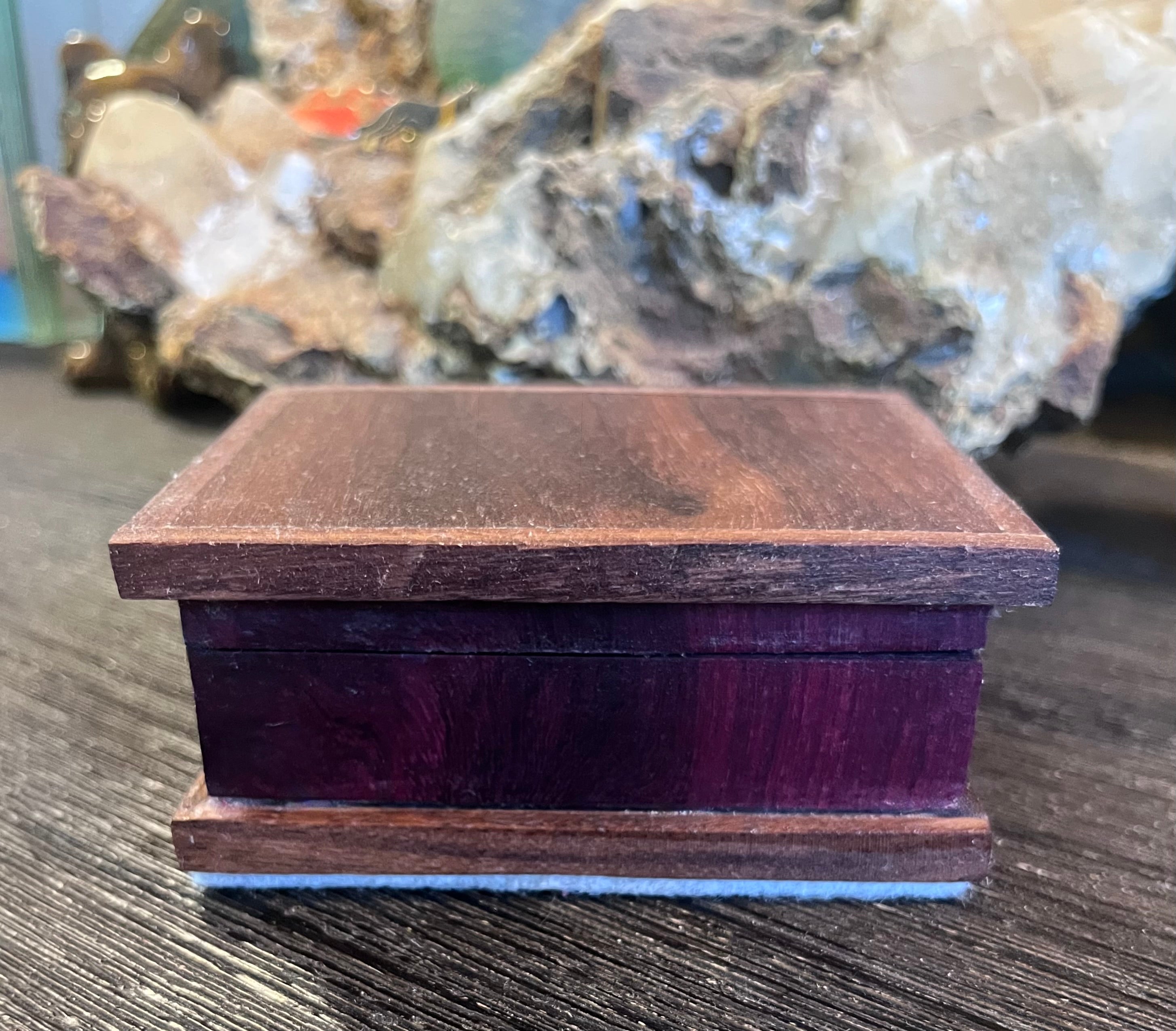 Walnut, Heirloom Apple & Purpleheart Keepsake Box | Removable Lid | Gray Felt | Handmade in Oregon