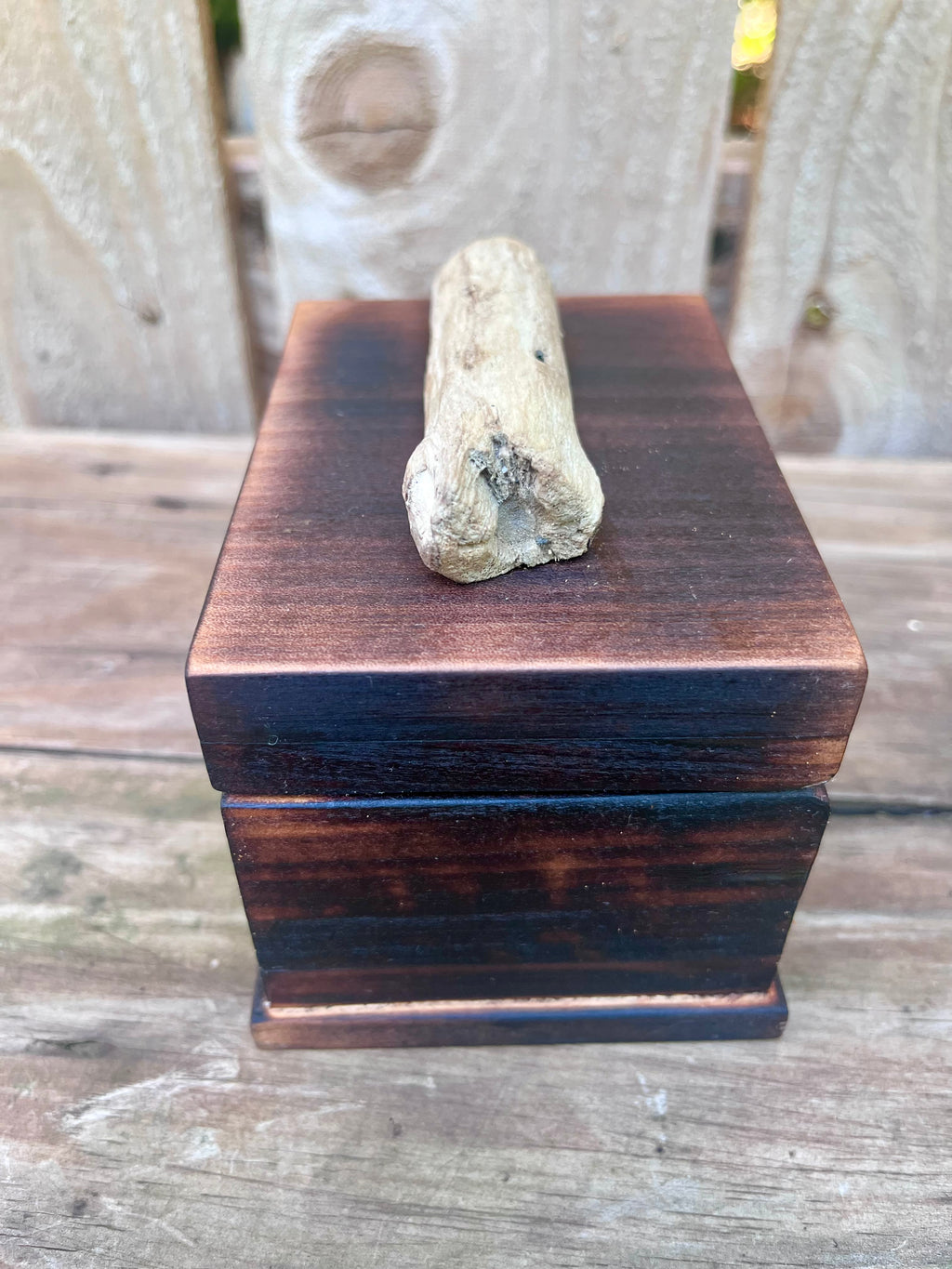 Charred Ash & Upcycled Cherry Keepsake Box | Driftwood Pull | Gray Felt | Handmade in Oregon