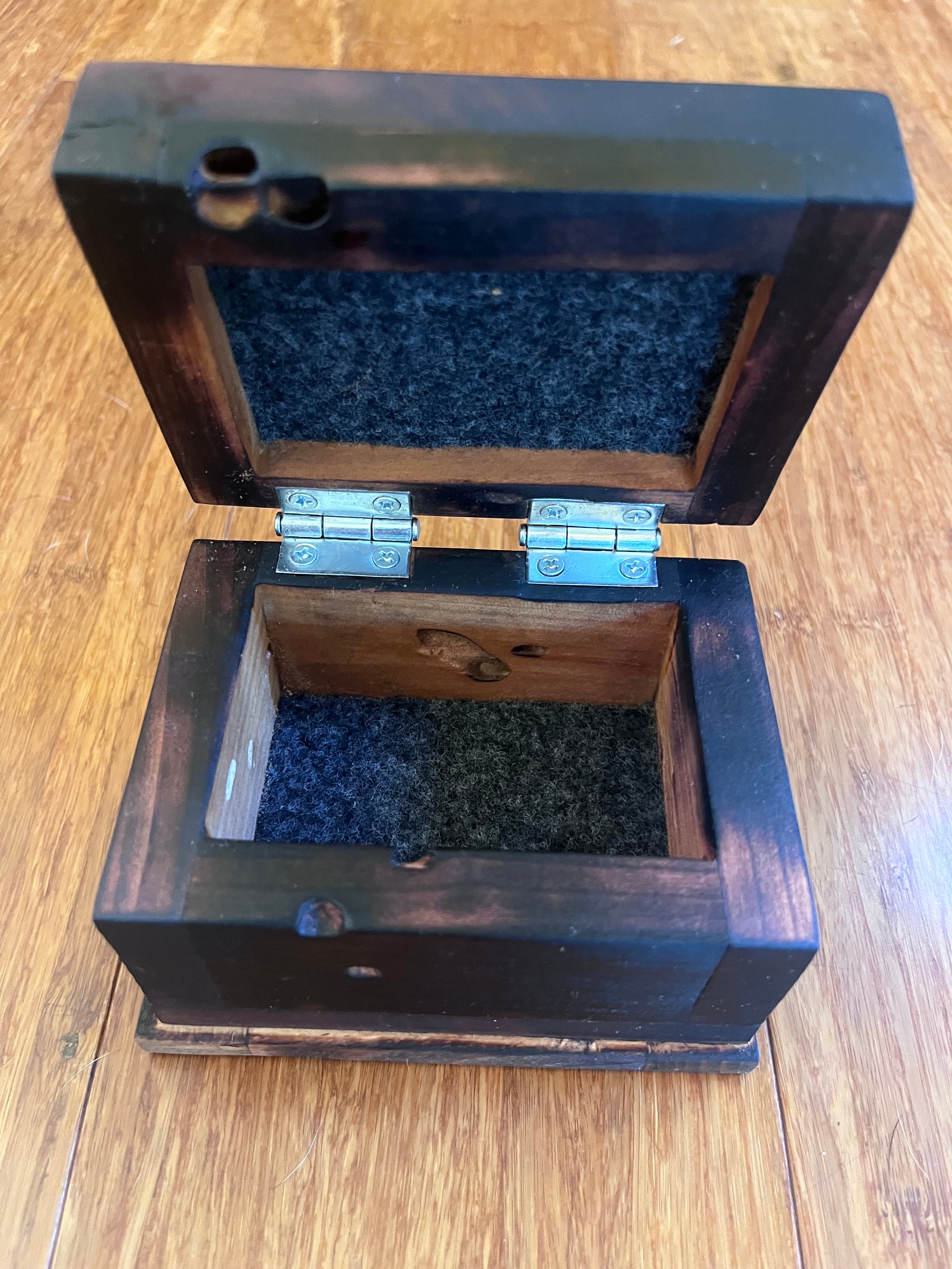 Charred Ash & Upcycled Cherry Keepsake Box | Driftwood Pull | Gray Felt | Handmade in Oregon