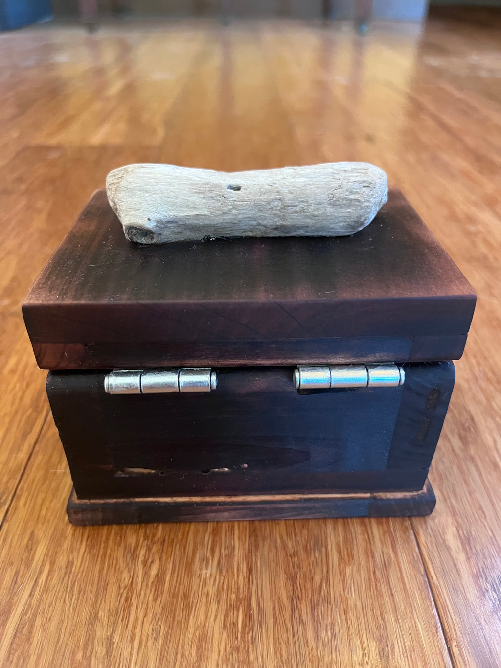 Charred Ash & Upcycled Cherry Keepsake Box | Driftwood Pull | Gray Felt | Handmade in Oregon