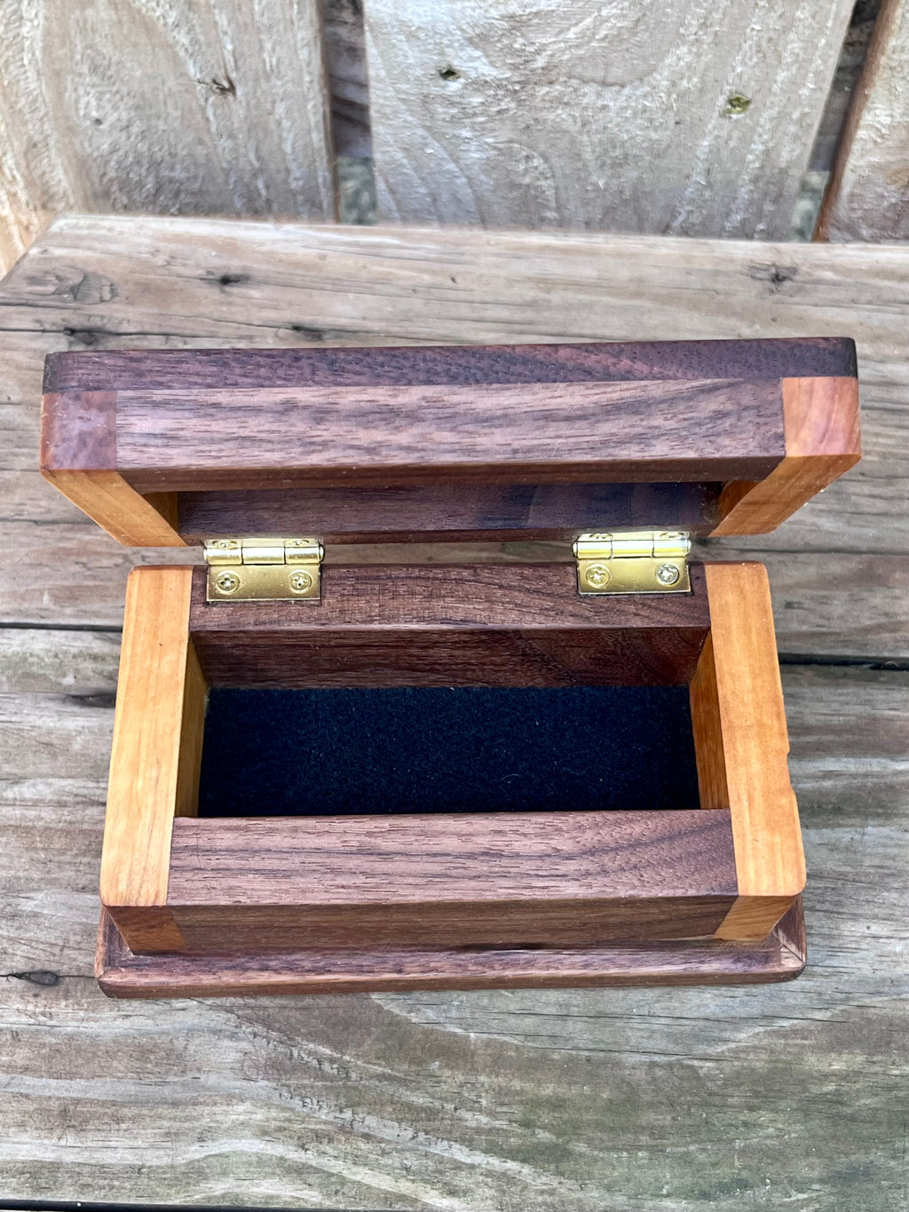 Locally Grown Walnut & Ash Treasure Chest | Brass Hinges | Black Felt | Handmade in Oregon