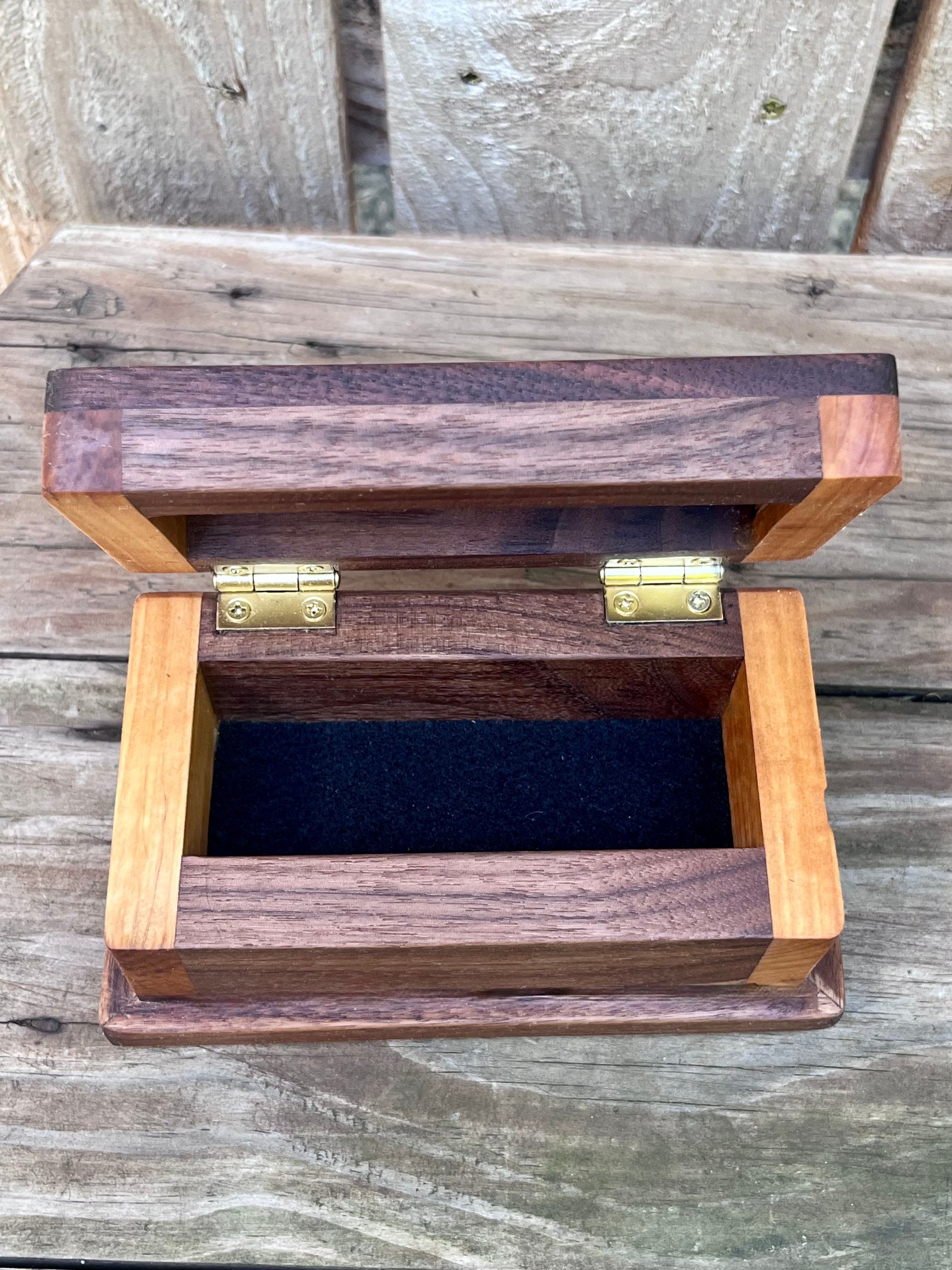 Locally Grown Walnut & Ash Treasure Chest | Brass Hinges | Black Felt | Handmade in Oregon