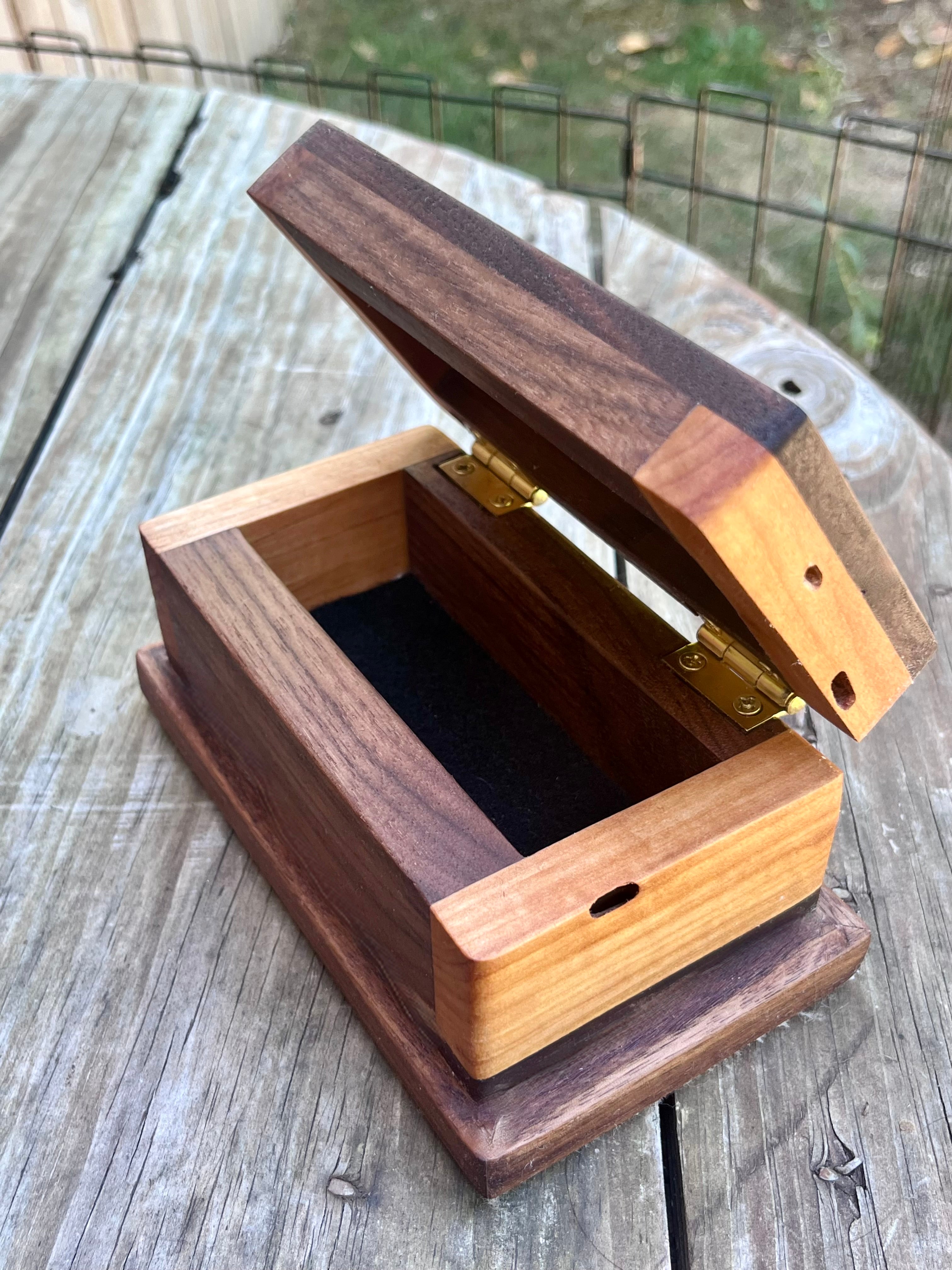 Locally Grown Walnut & Ash Treasure Chest | Brass Hinges | Black Felt | Handmade in Oregon