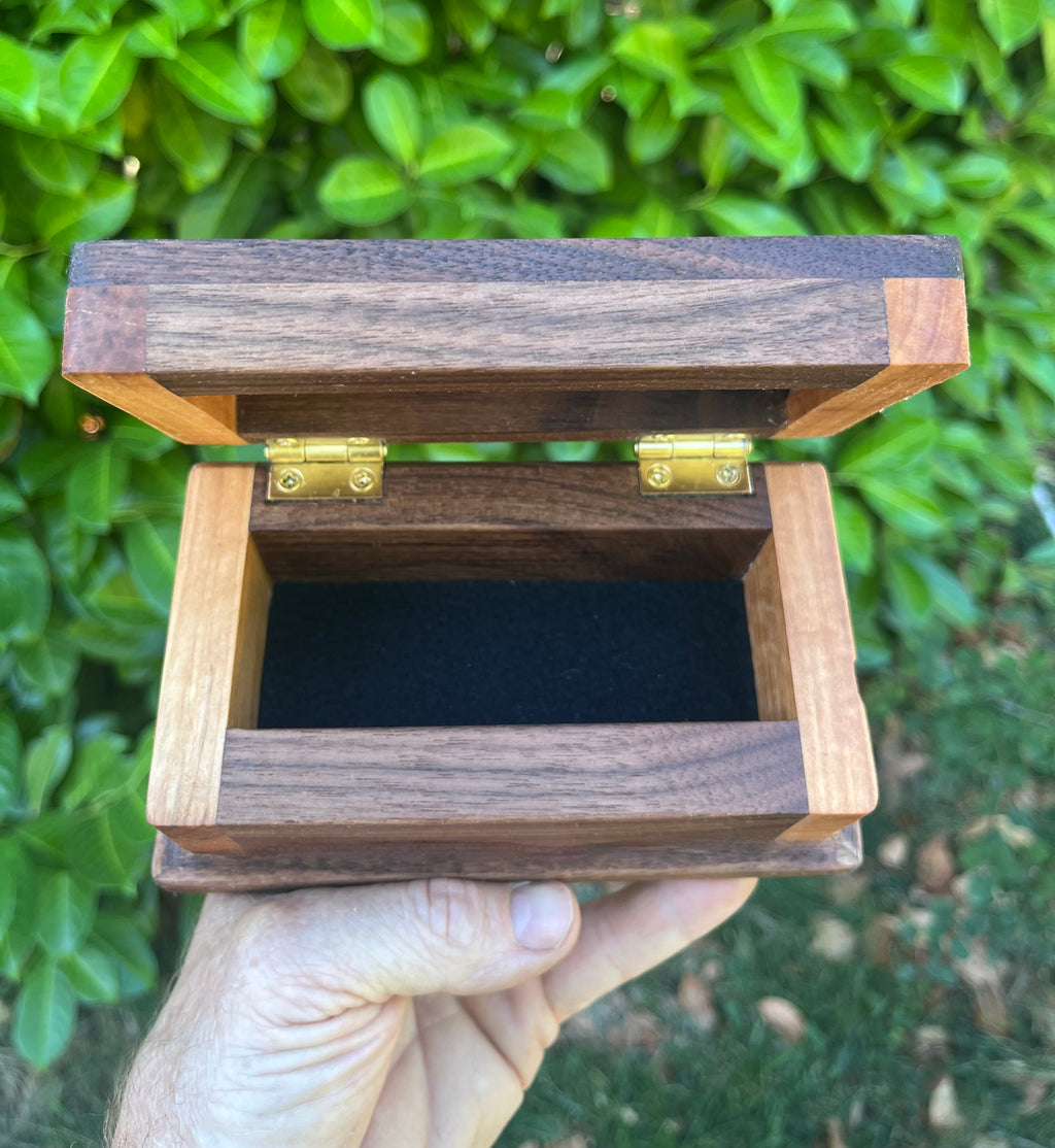 Locally Grown Walnut & Ash Treasure Chest | Brass Hinges | Black Felt | Handmade in Oregon