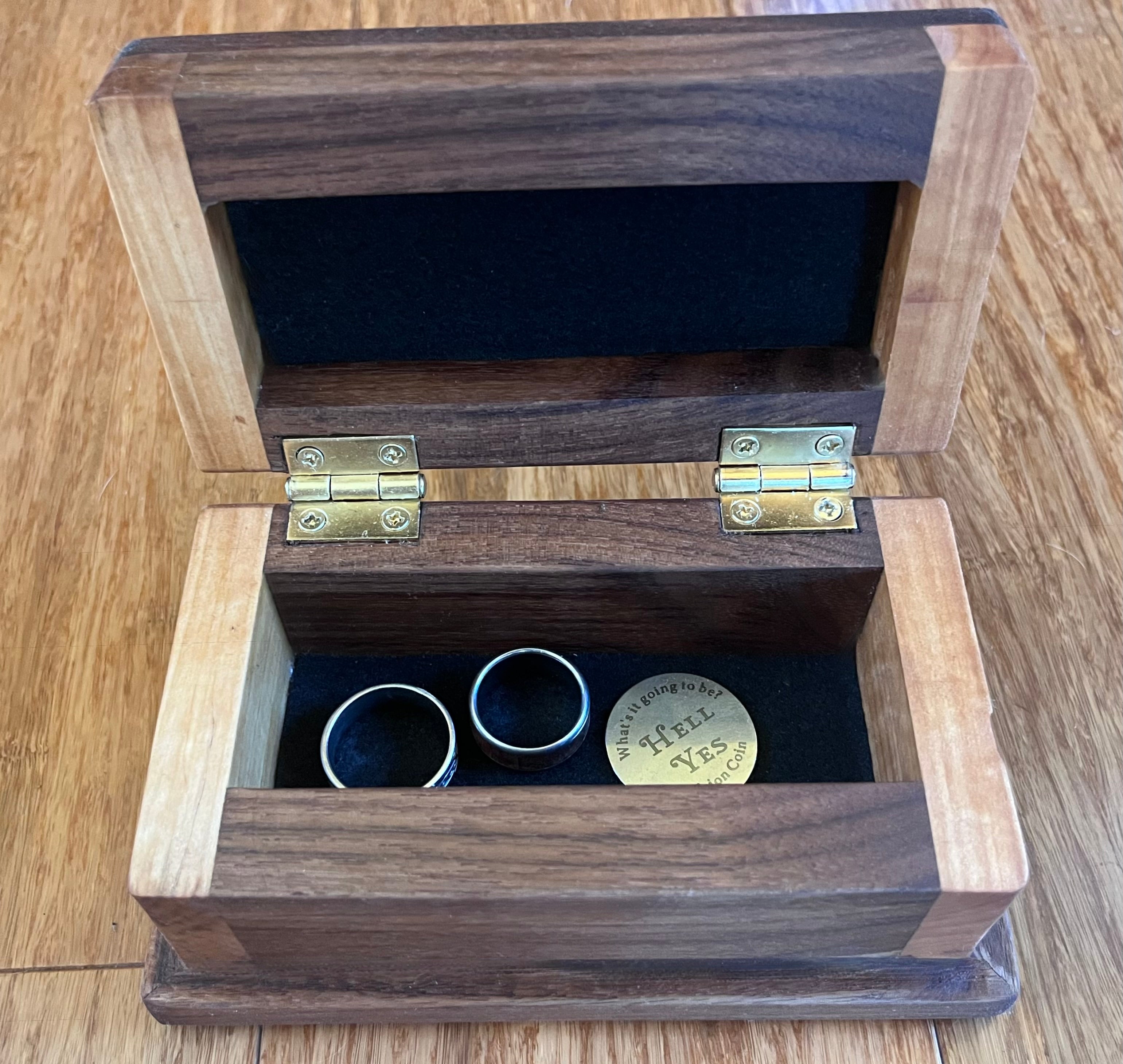 Locally Grown Walnut & Ash Treasure Chest | Brass Hinges | Black Felt | Handmade in Oregon
