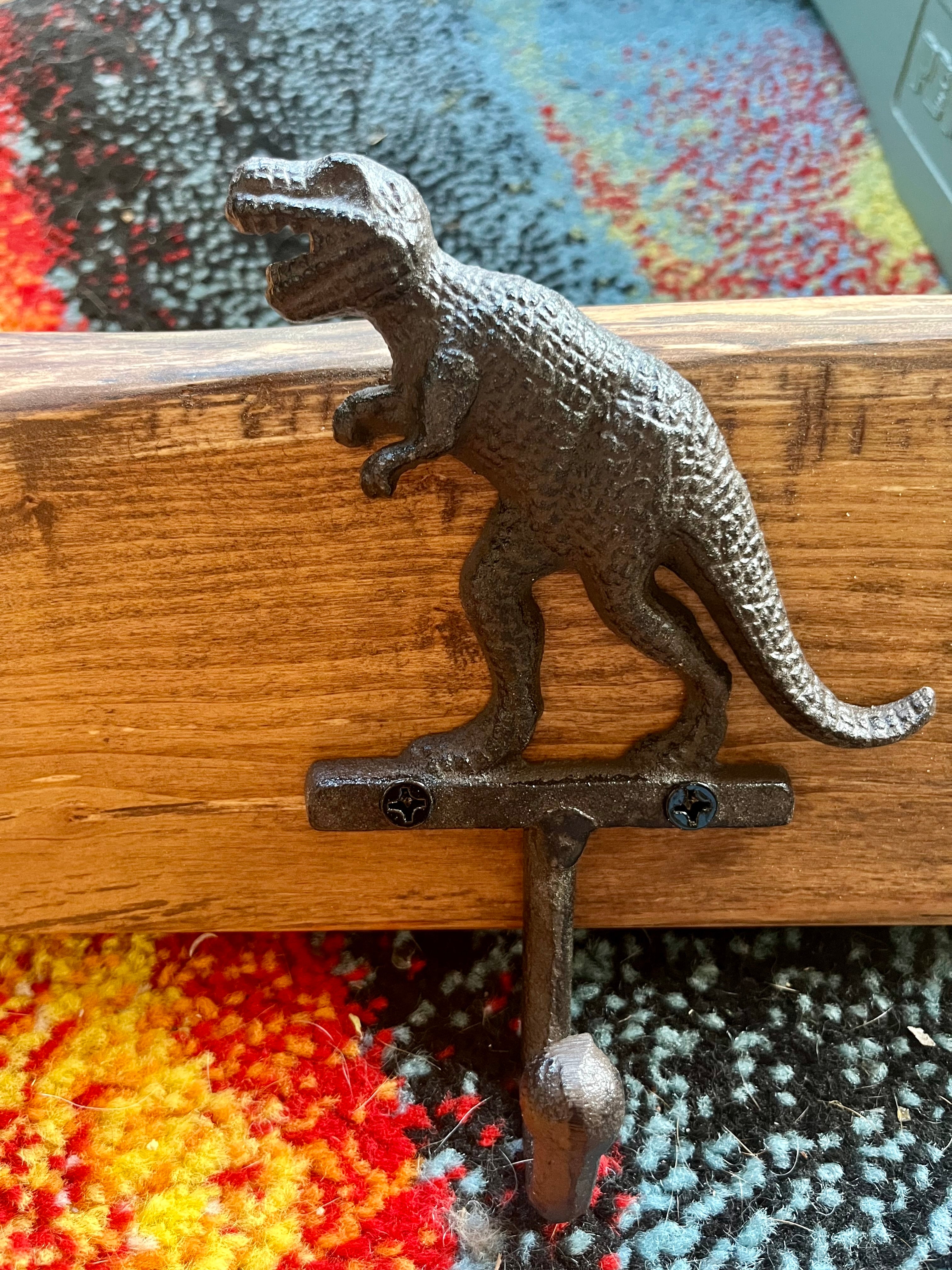 Roars & Hooks Dinosaur Coat Rack – Live Edge Plum Wood (24")