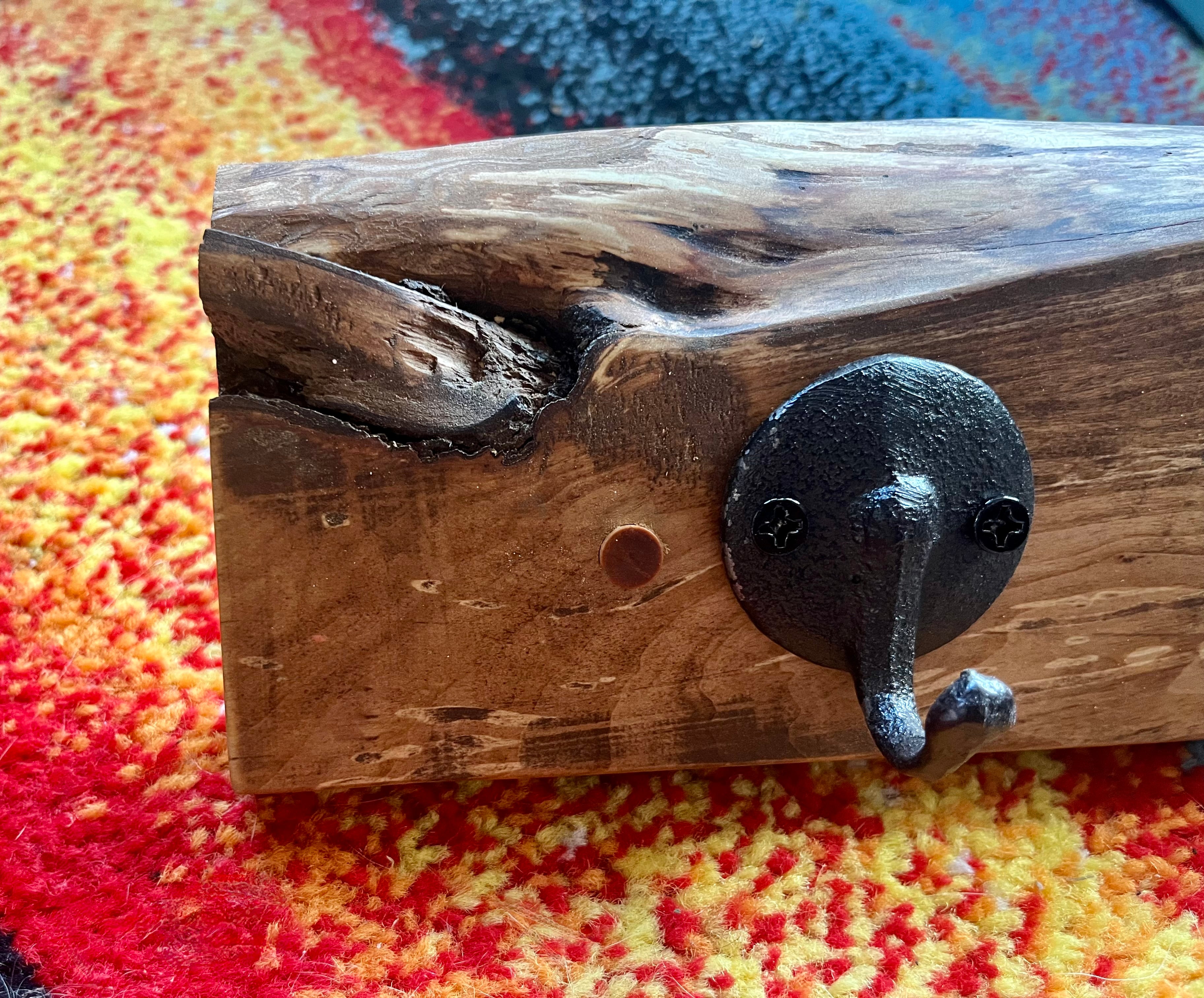 Roars & Hooks Dinosaur Coat Rack – Live Edge Plum Wood (24")