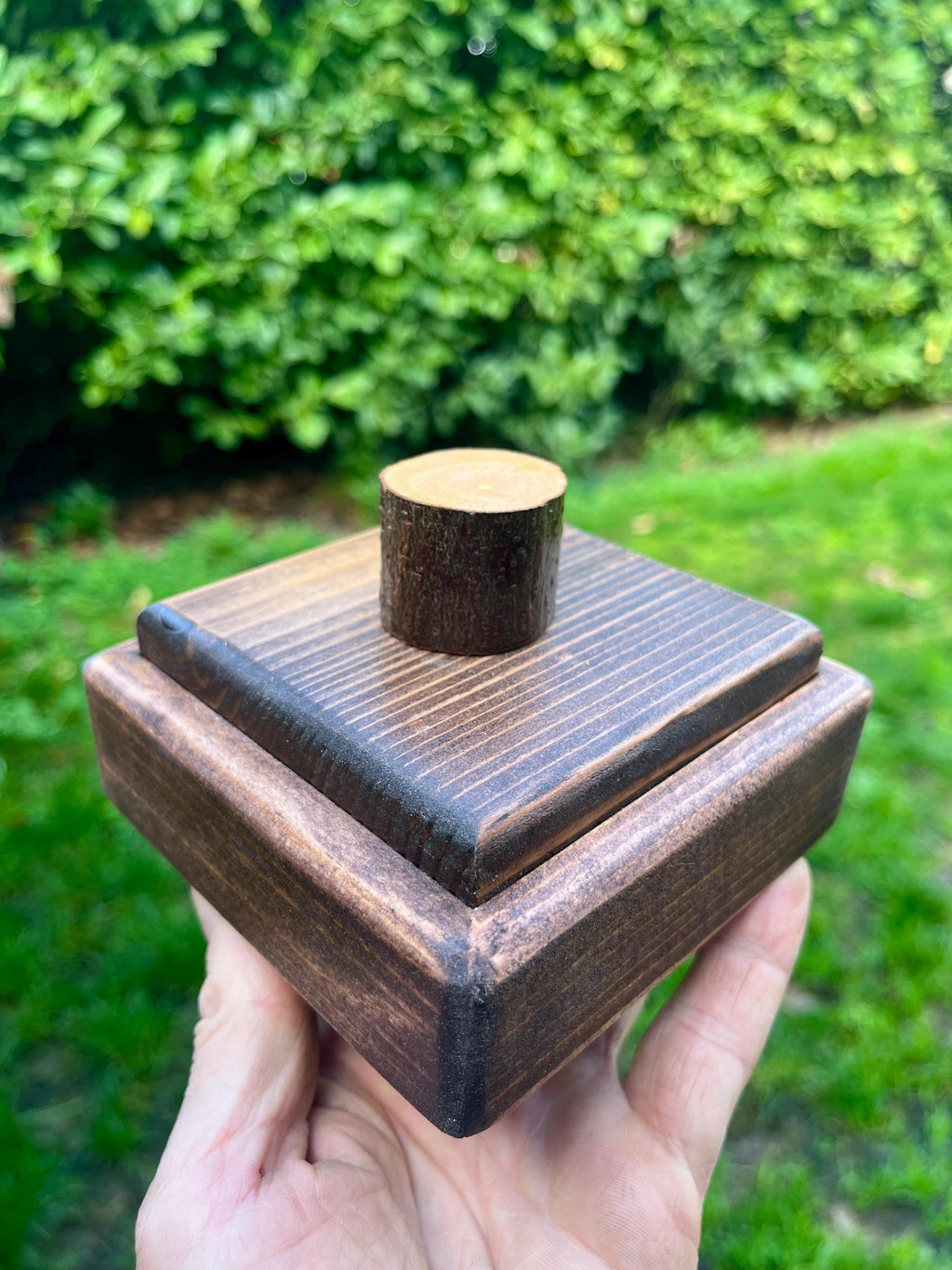 Handmade Spruce Wood Jewelry Box Set – Rustic Plum Wood Pulls, Purple Felt