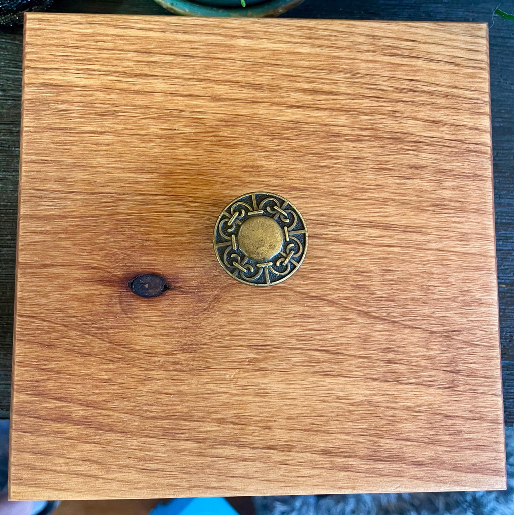 Reclaimed Cherry Wood Jewelry Box: Vintage Handle, Cedar Dividers