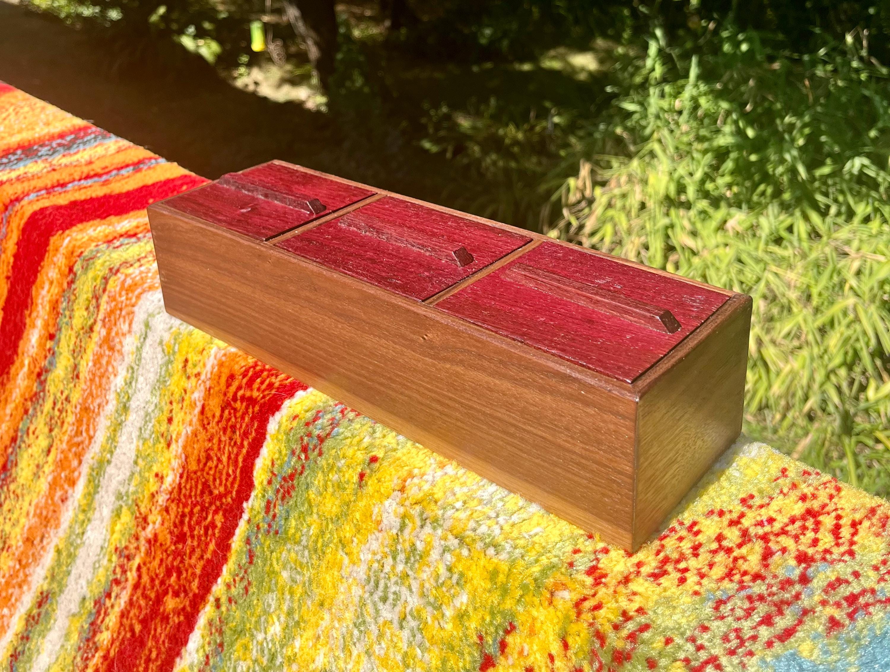 Handmade Walnut & Purpleheart Jewelry Box: Locally Grown Wood, Unique Design