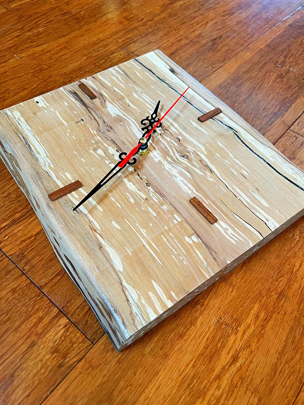 Live-Edge Apple Wood Clock: Handmade Rustic Wall or Desk Decor