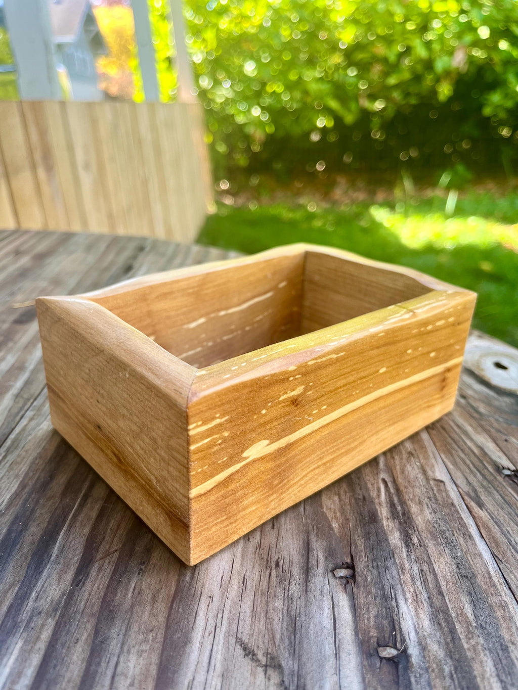 Handmade Apple Wood Keepsake Box | Live-Edge Ring Box