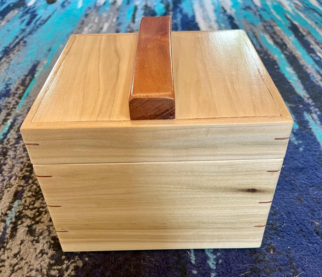 Rustic Poplar Storage Box: Salvaged Wood Keepsake Box with Mahogany Accents