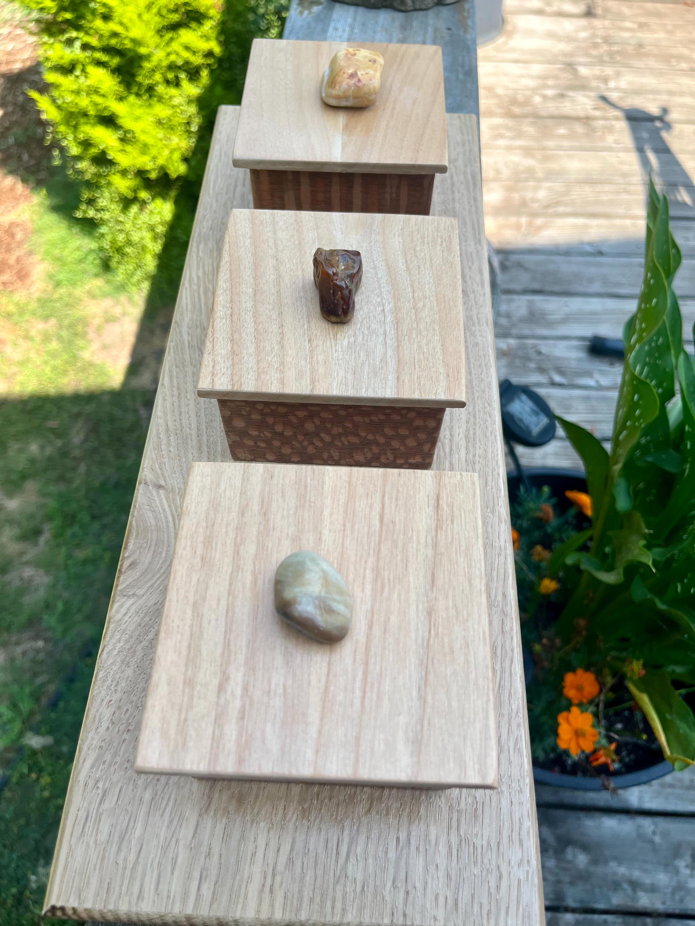 Handmade Leopardwood Box Set: Oregon Agate Pulls, Oak Tray