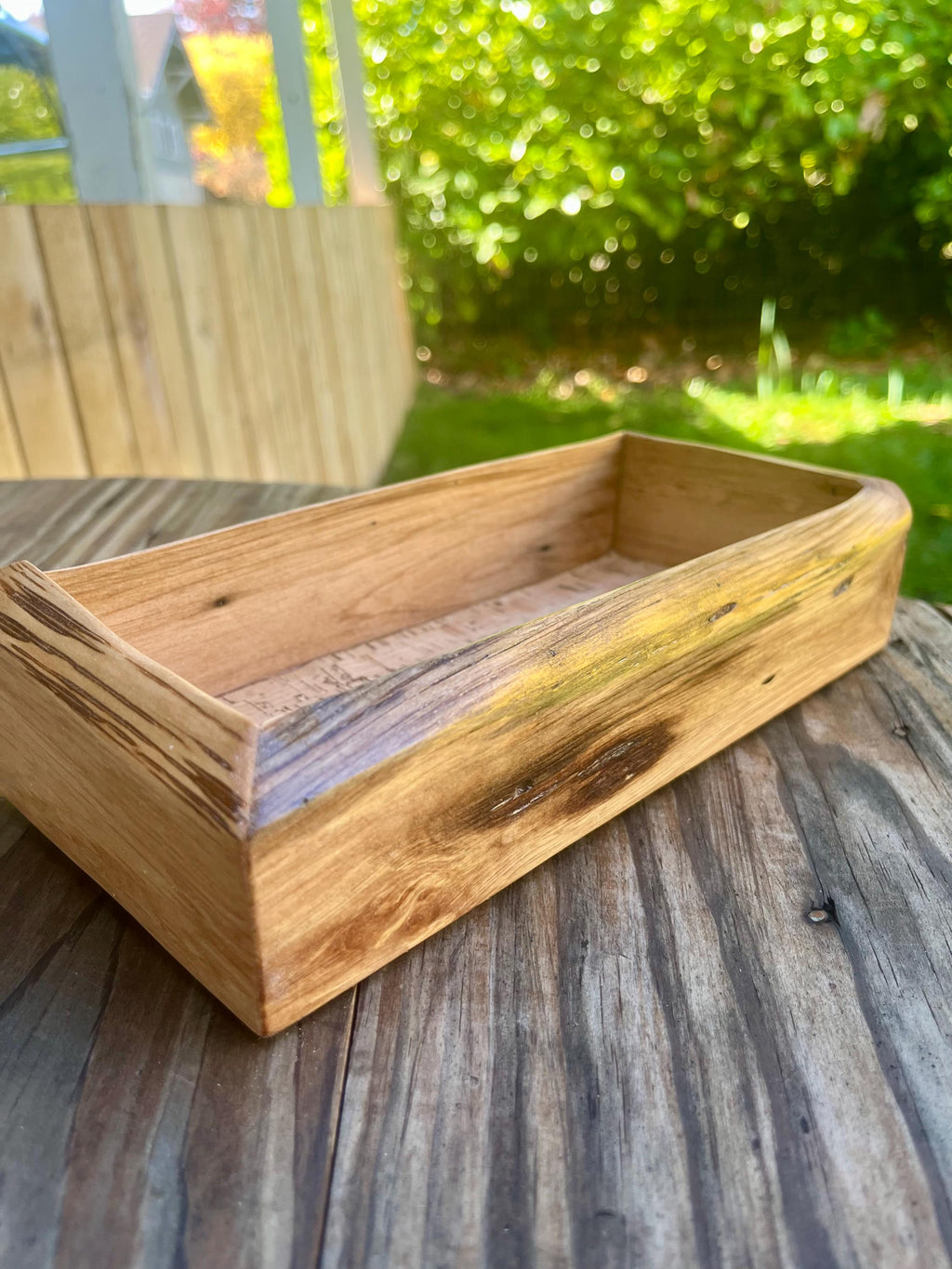 Live Edge Purple Plum Wood Jewelry Tray | Handmade Rustic Decor