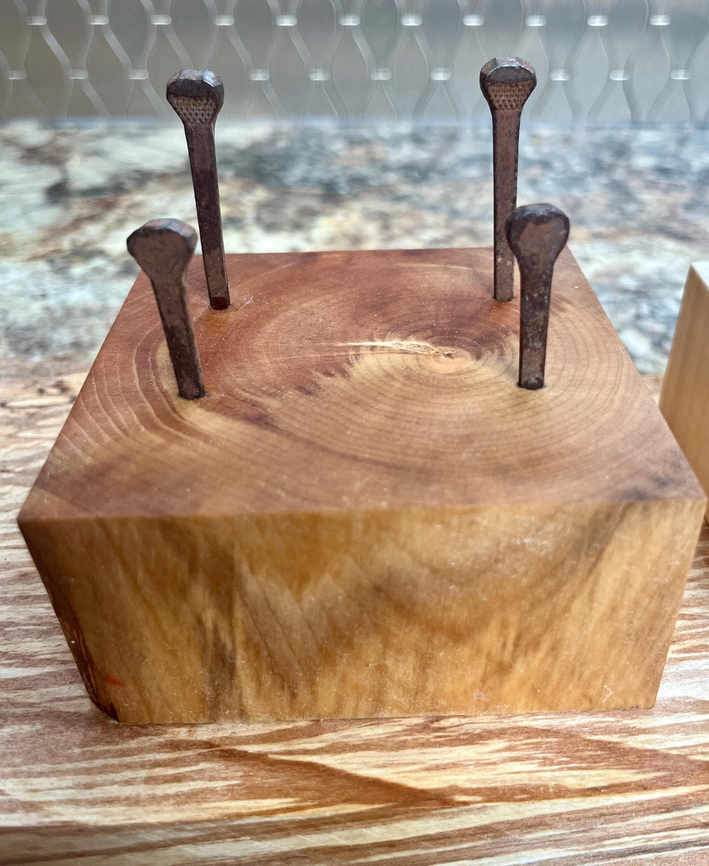 Handmade Gingko Wood Business Card Holder: Rustic Desk Decor