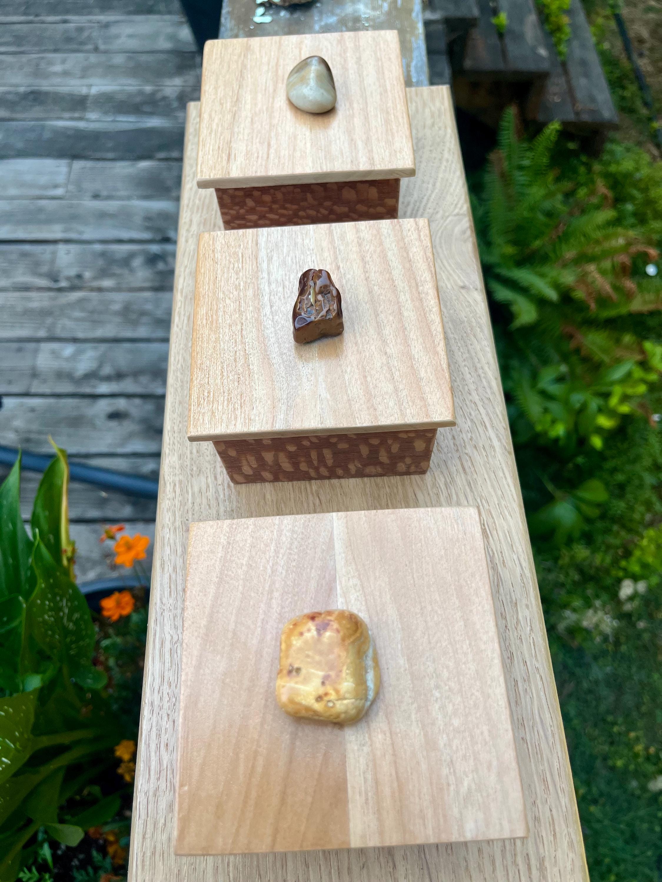 Handmade Leopardwood Box Set: Oregon Agate Pulls, Oak Tray